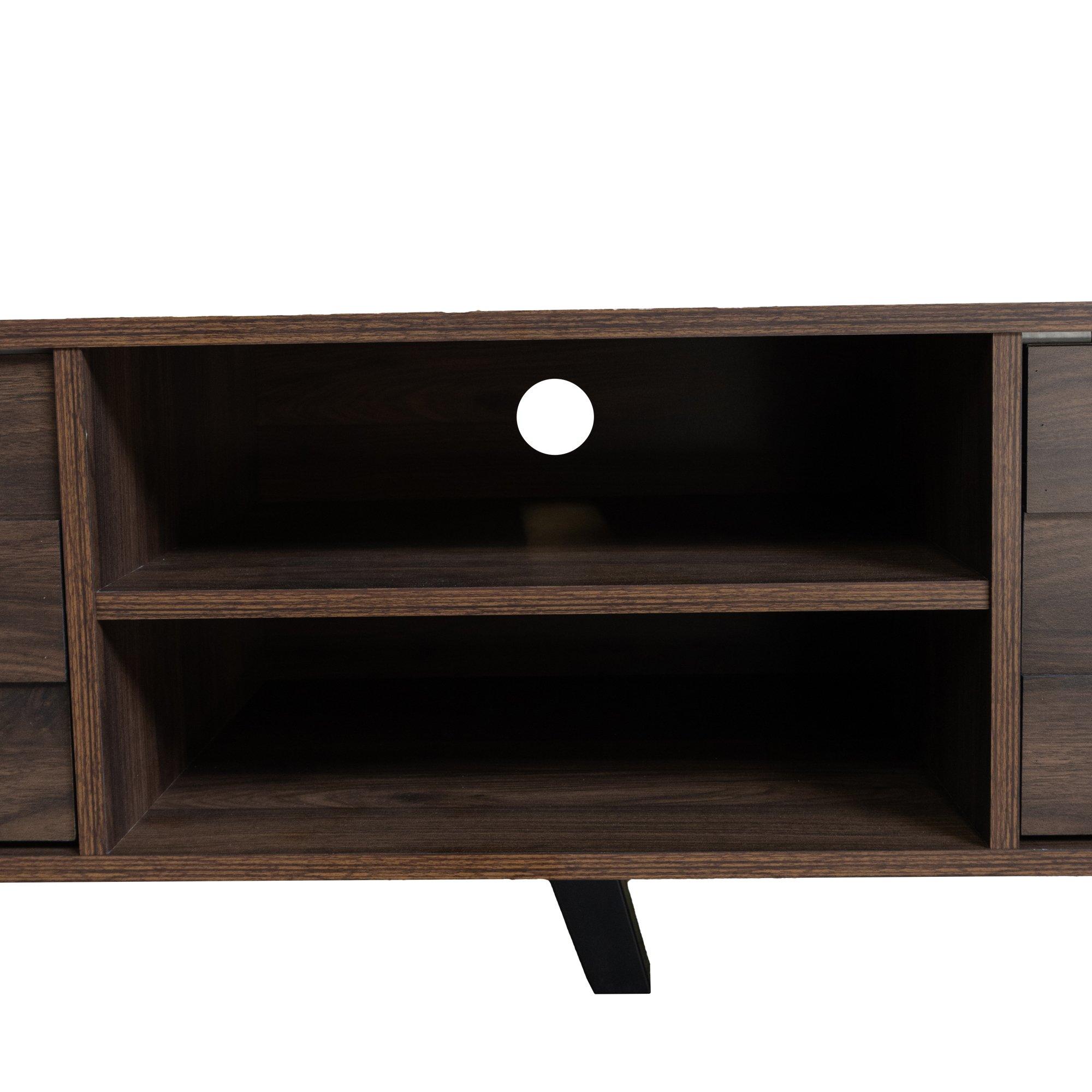Walnut - Urban Meuble - Vintage Geometric Textured TV Stand - 15