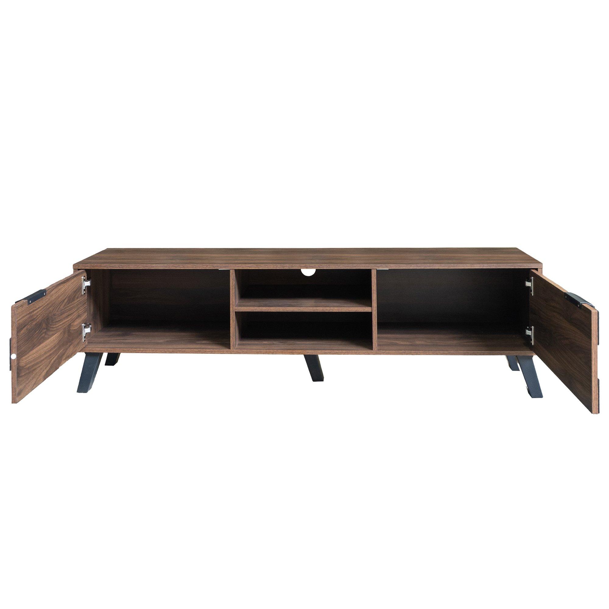Walnut - Urban Meuble - Vintage Geometric Textured TV Stand - 9