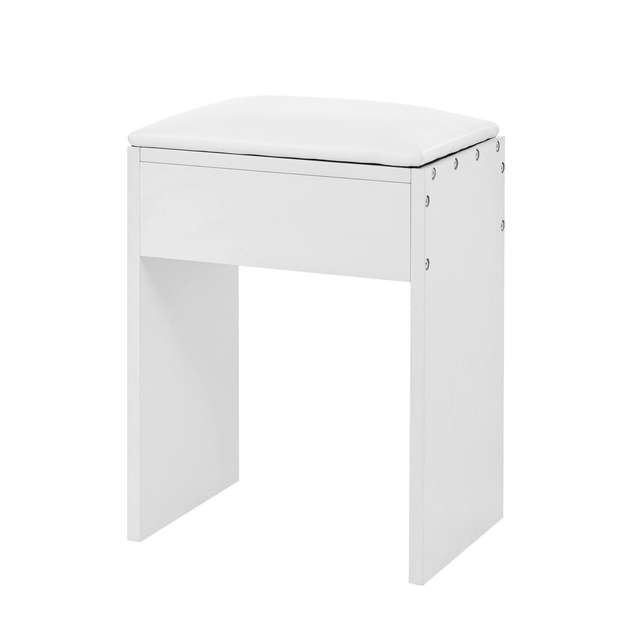 White - Urban Meuble - Modern Vanity Table with LED Mirror and Stool - 13