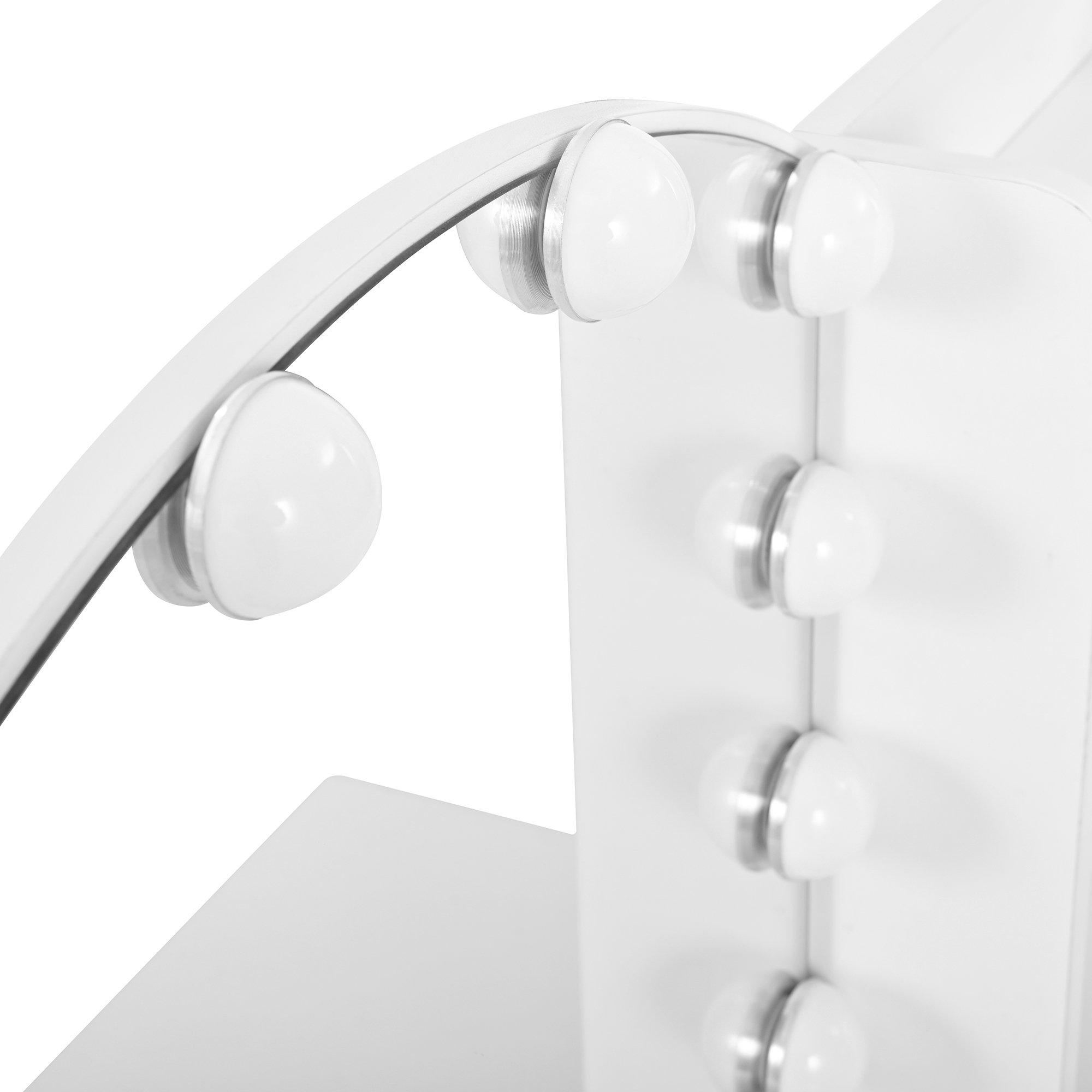 White - Urban Meuble - Modern Vanity Table with LED Mirror and Stool - 14