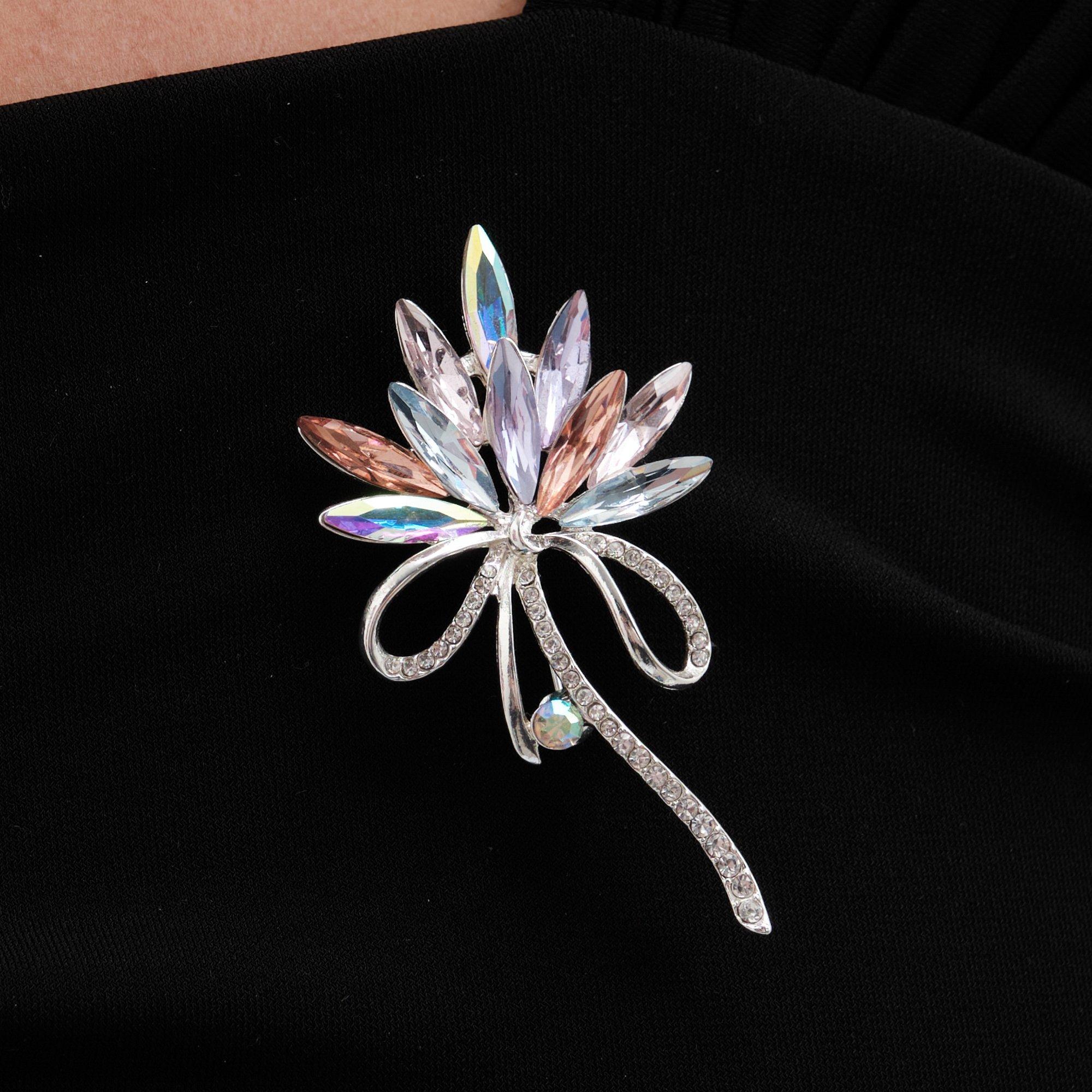 Silver - Jon Richard - Pink Navette and Crystal Ribbon Brooch - Gift Box - 3