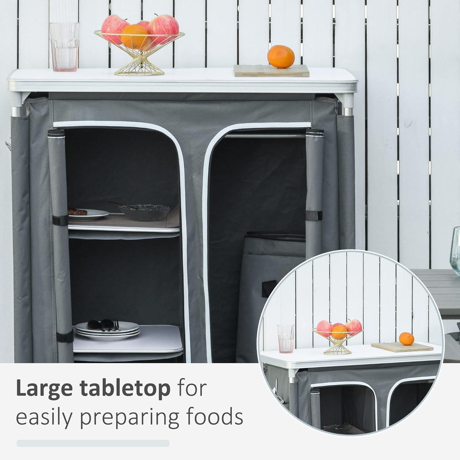 Grey - Outsunny - Outsunny Aluminium Camping Cupboard - 3