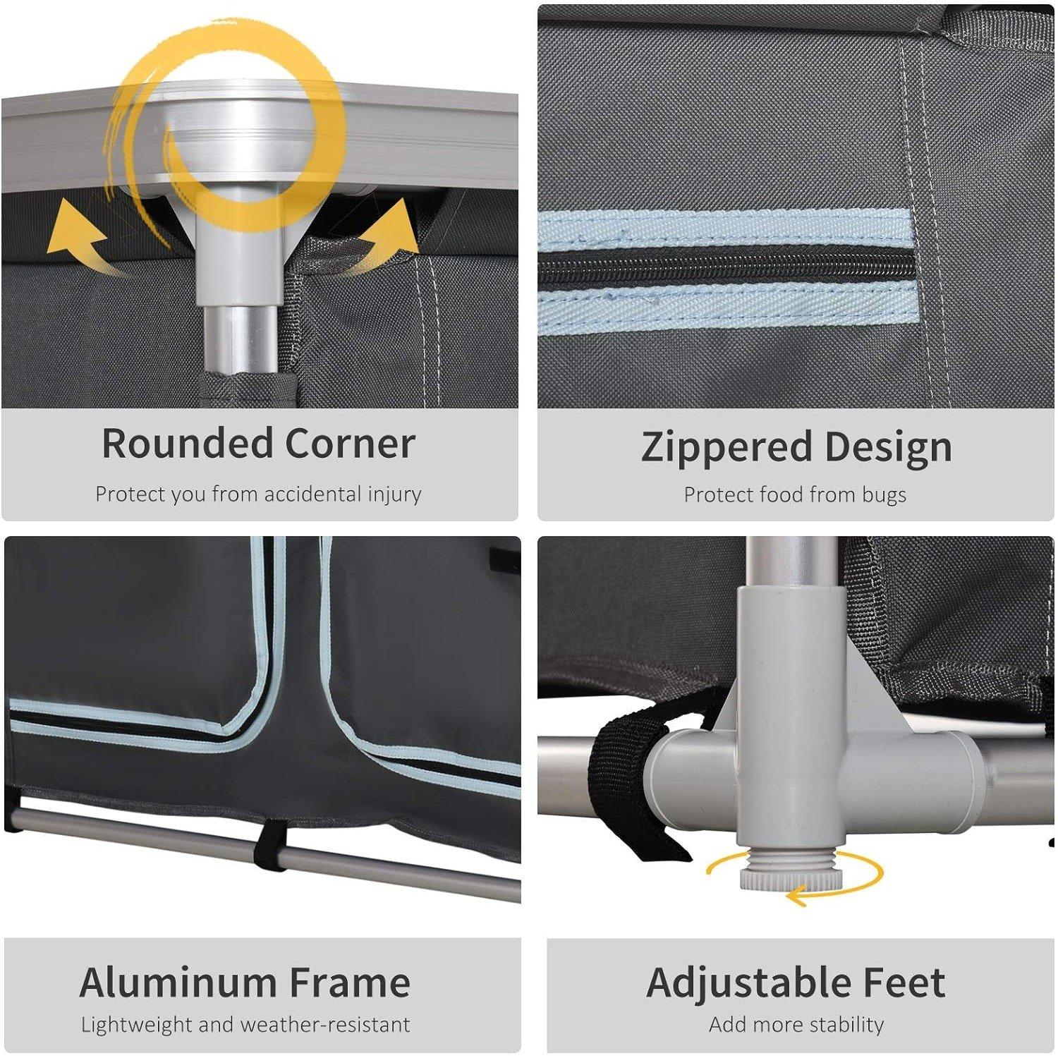 Grey - Outsunny - Outsunny Aluminium Camping Cupboard - 4