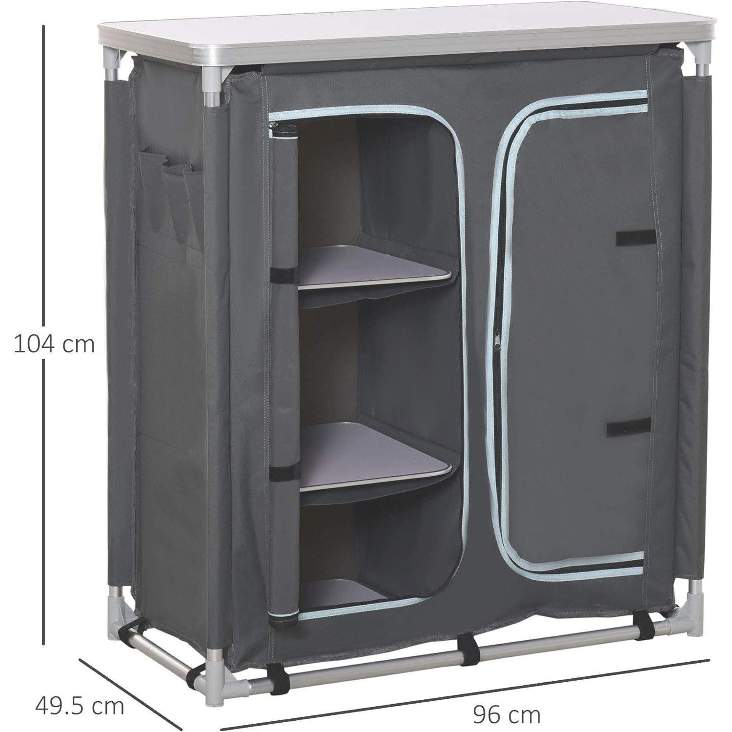 Grey - Outsunny - Outsunny Aluminium Camping Cupboard - 5