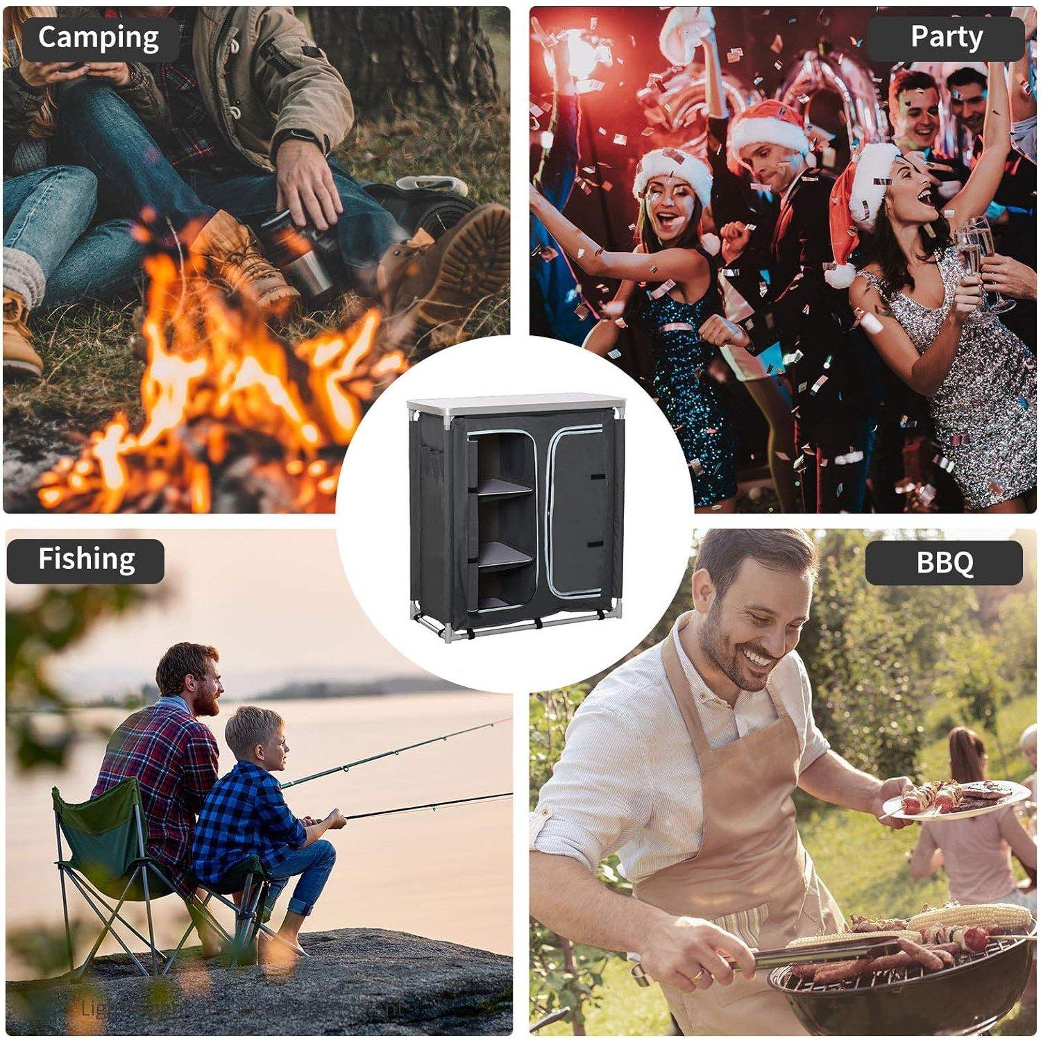 Grey - Outsunny - Outsunny Aluminium Camping Cupboard - 6