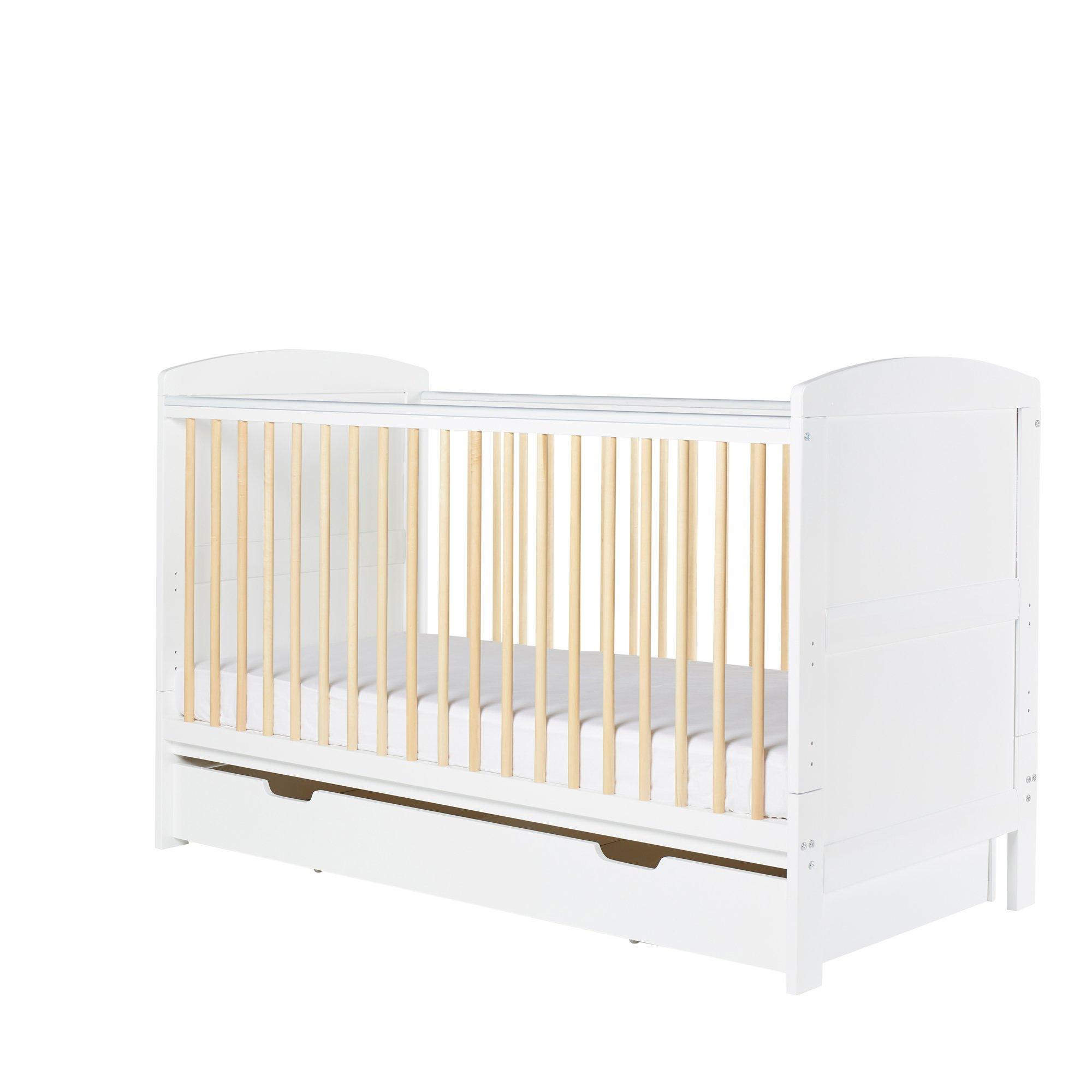 Ickle Bubba  Newborn Coleby Scandi Cot Bed, Under Drawer And Mattress - White - one