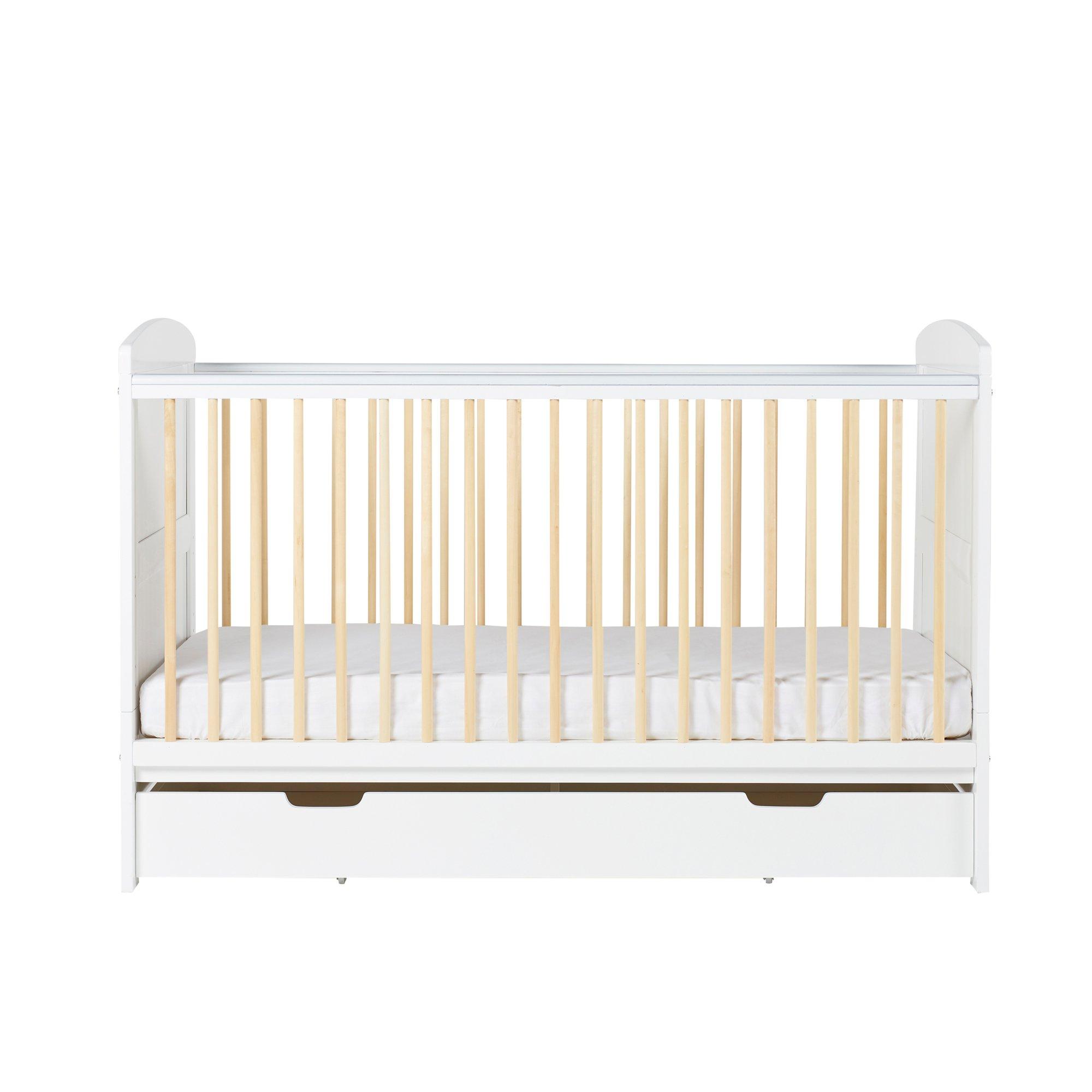 White - Ickle Bubba - Coleby Scandi Cot Bed Under Drawer and Mattress - 4