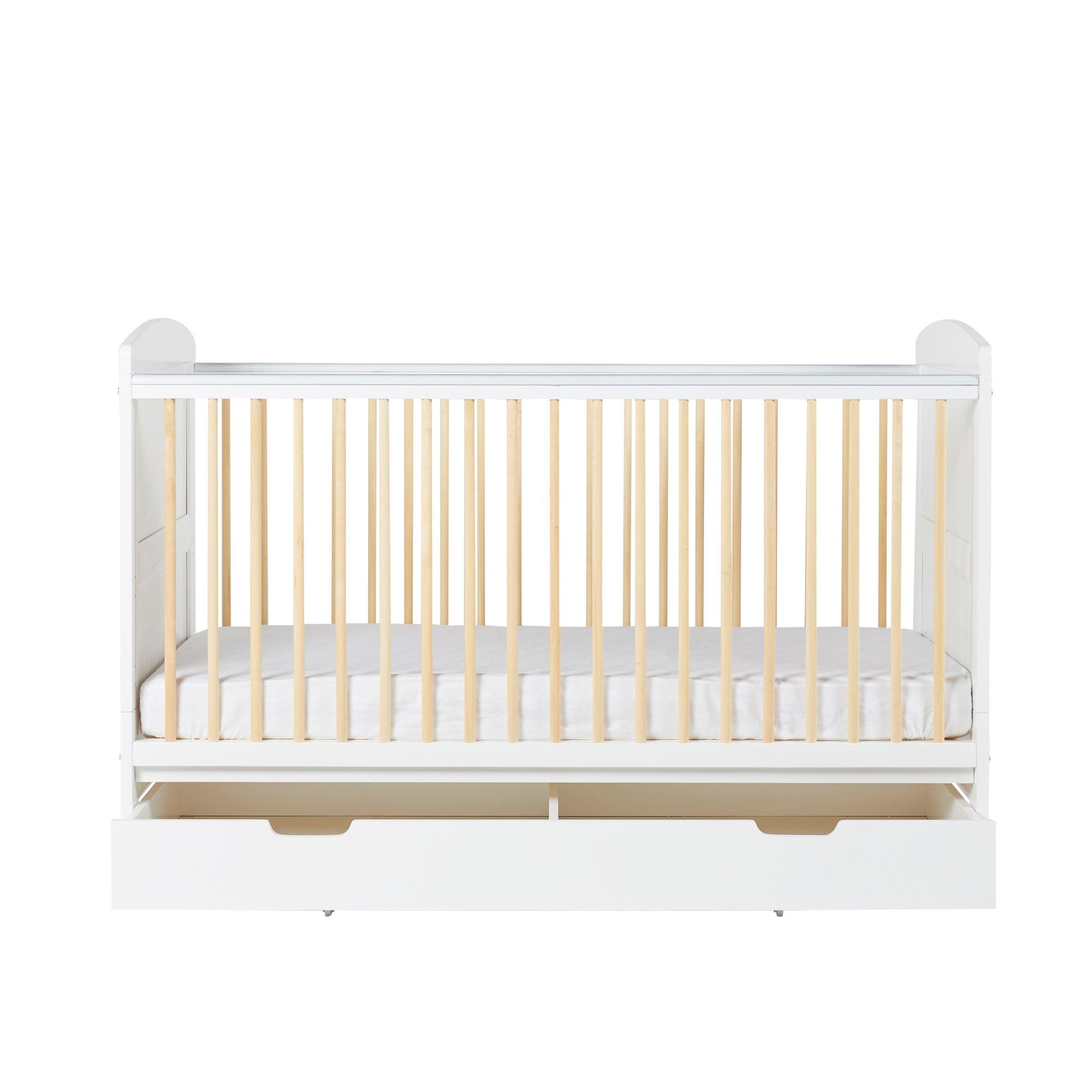 White - Ickle Bubba - Coleby Scandi Cot Bed Under Drawer and Mattress - 7
