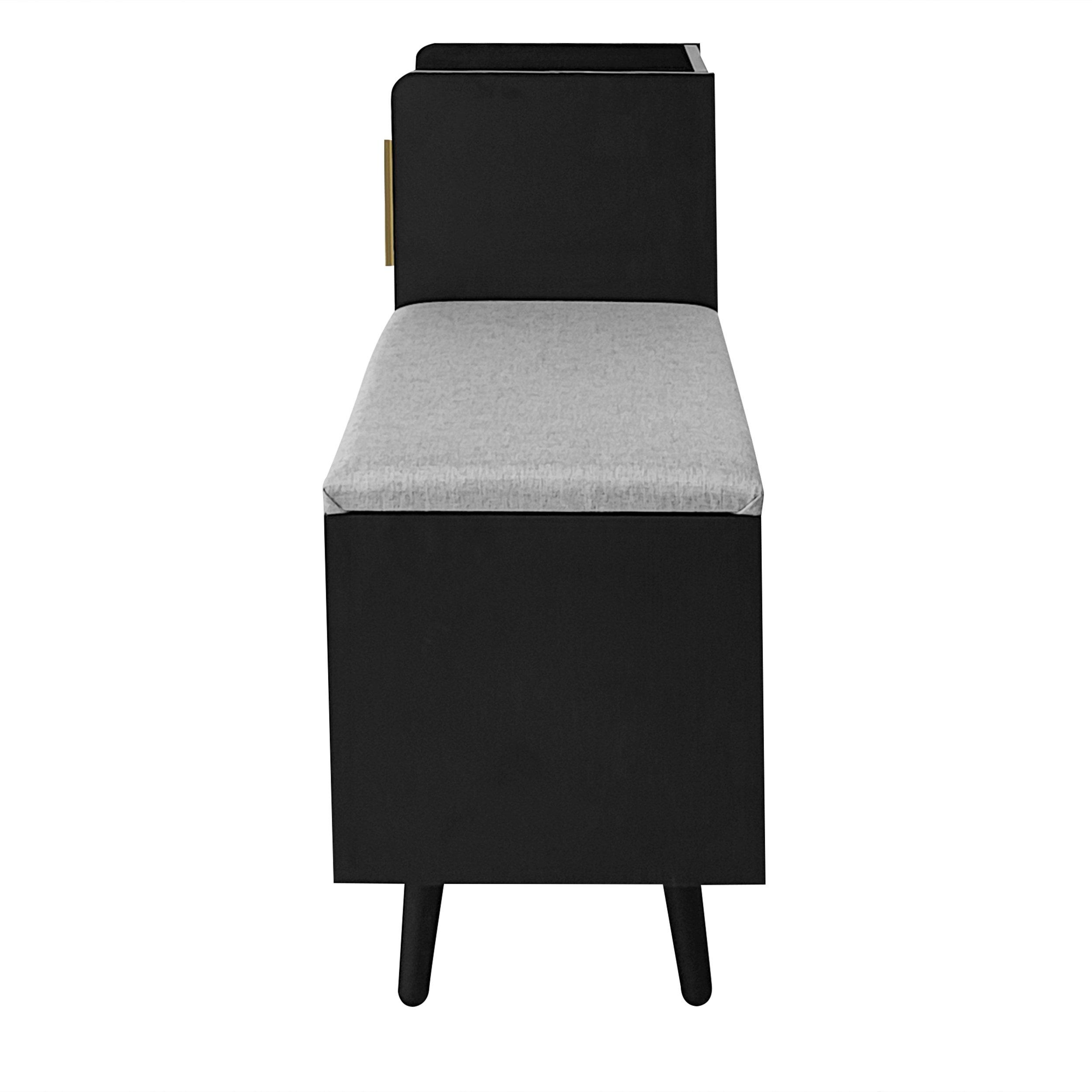 Black - Urban Meuble - Modern Shoe Bench with Storage Cabinet - 13