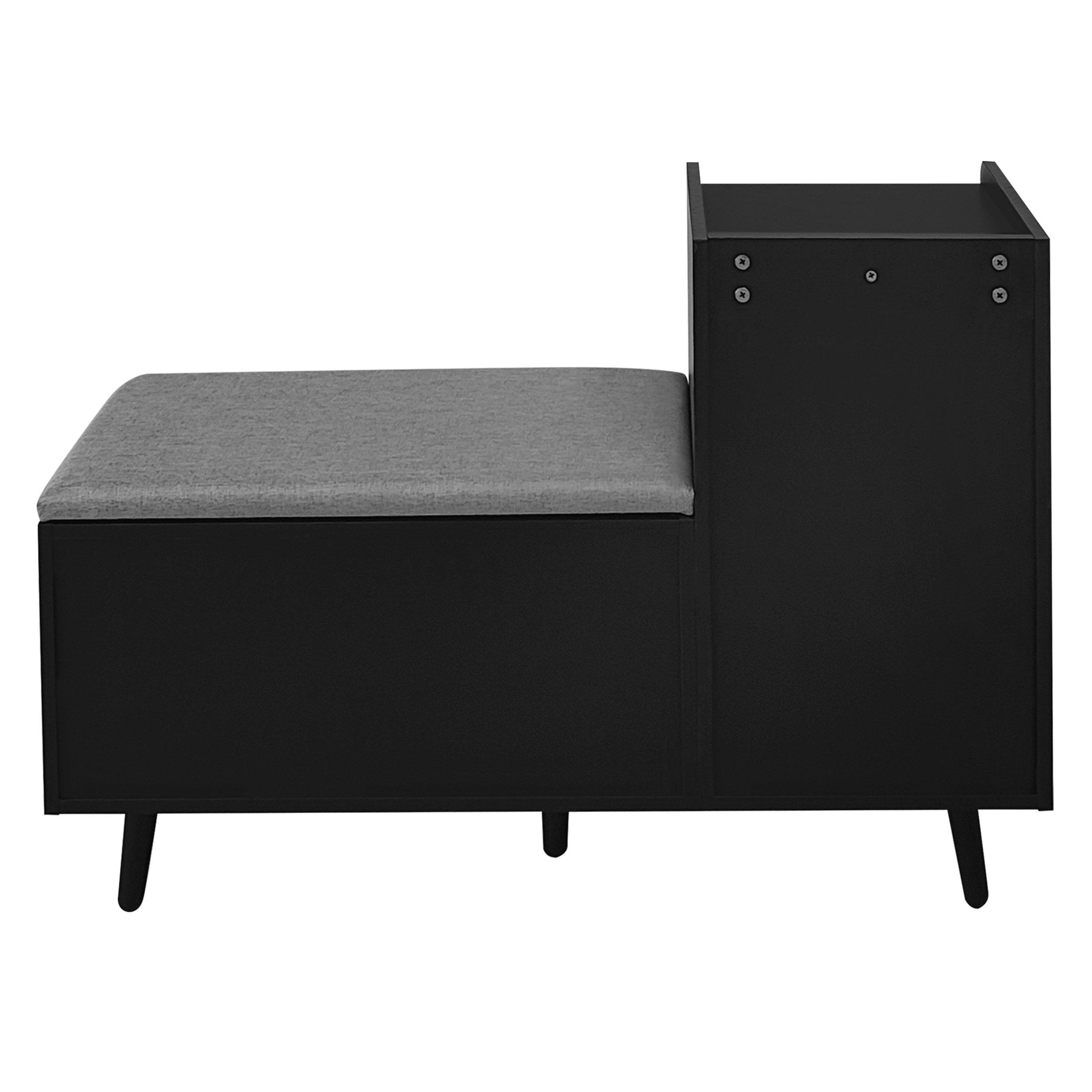 Black - Urban Meuble - Modern Shoe Bench with Storage Cabinet - 14