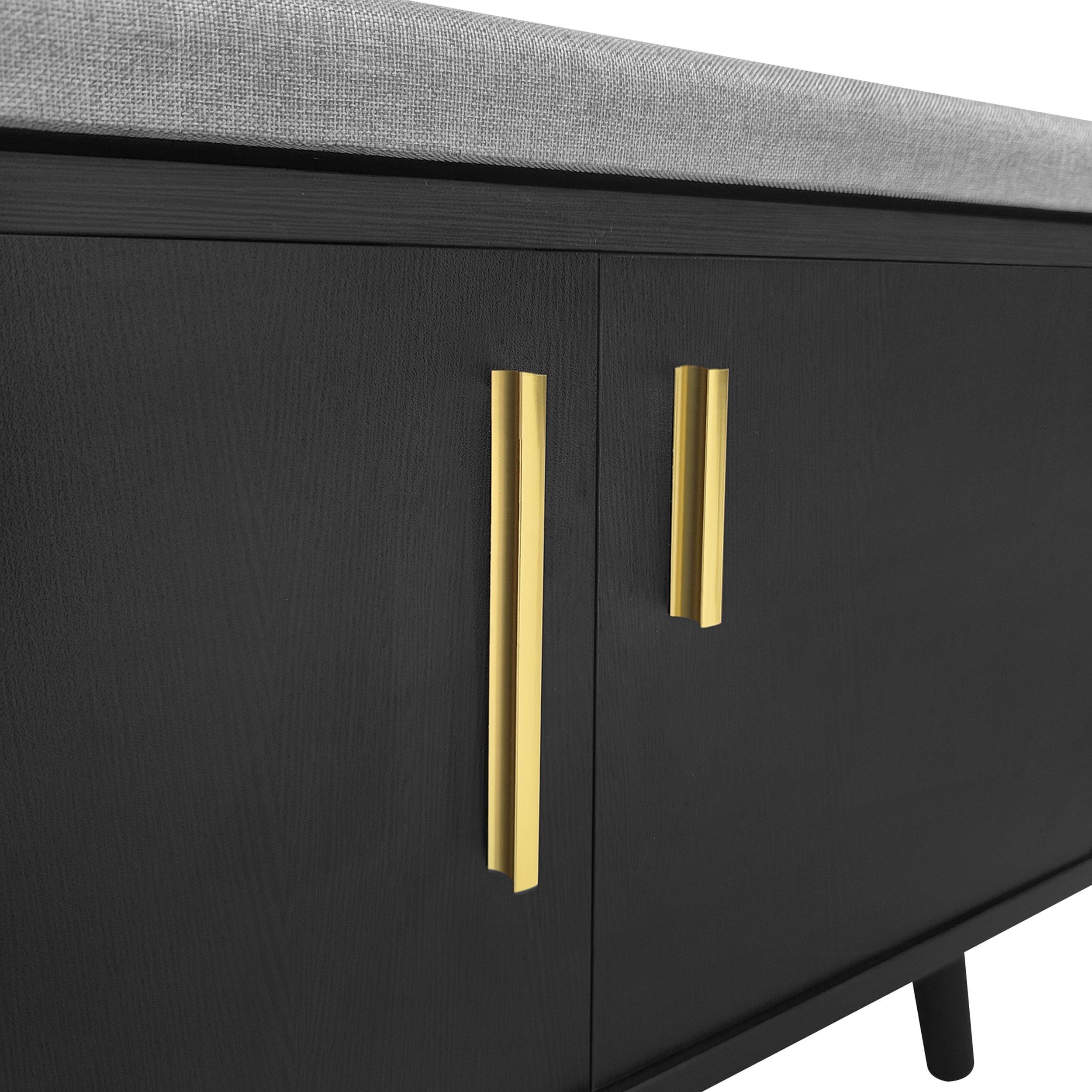 Black - Urban Meuble - Modern Shoe Bench with Storage Cabinet - 15