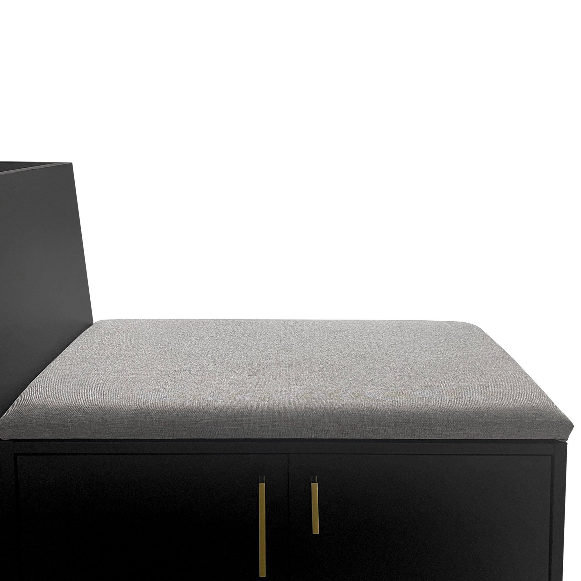 Black - Urban Meuble - Modern Shoe Bench with Storage Cabinet - 16
