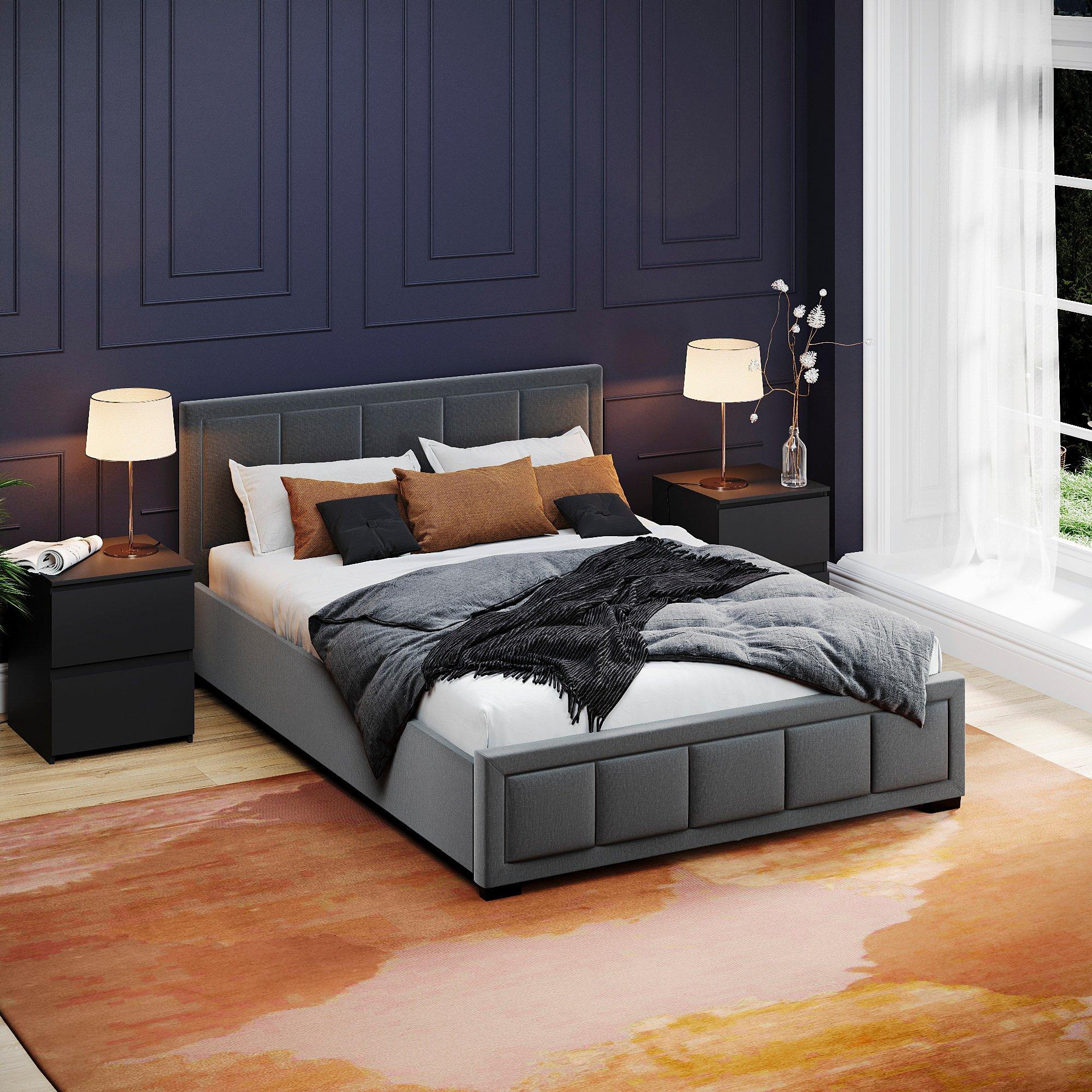 Lassic  Vida Designs Vanita Double Fabric Bed Ukfr - Dark Grey - Double