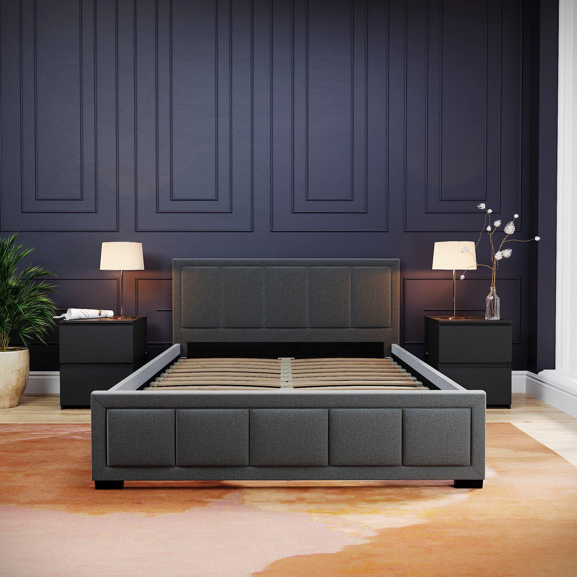 Dark Grey - Lassic - Vida Designs Vanita Double Fabric Bed UKFR - 6