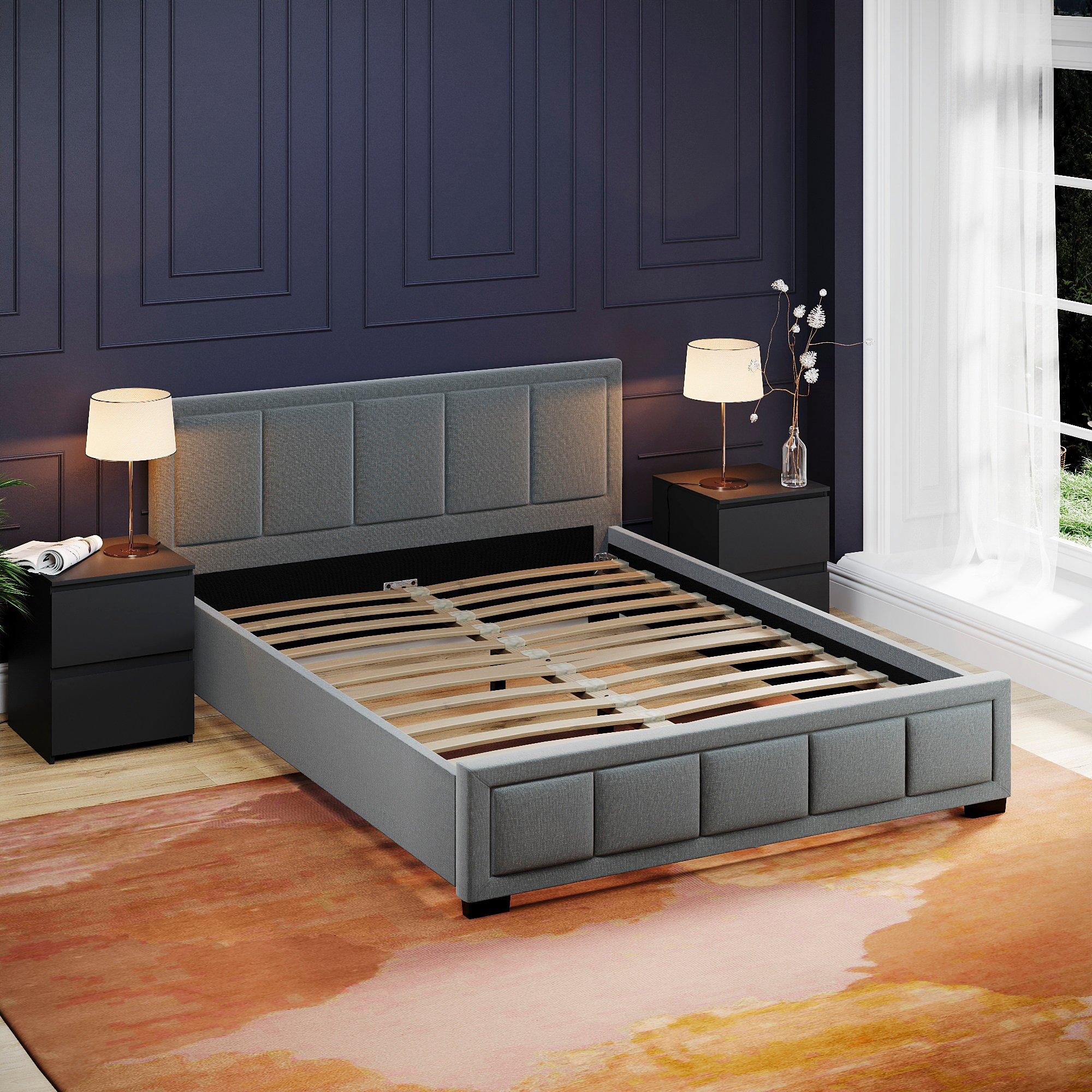 Light Grey - Lassic - Vida Designs Vanita King Size Fabric Bed UKFR - 4