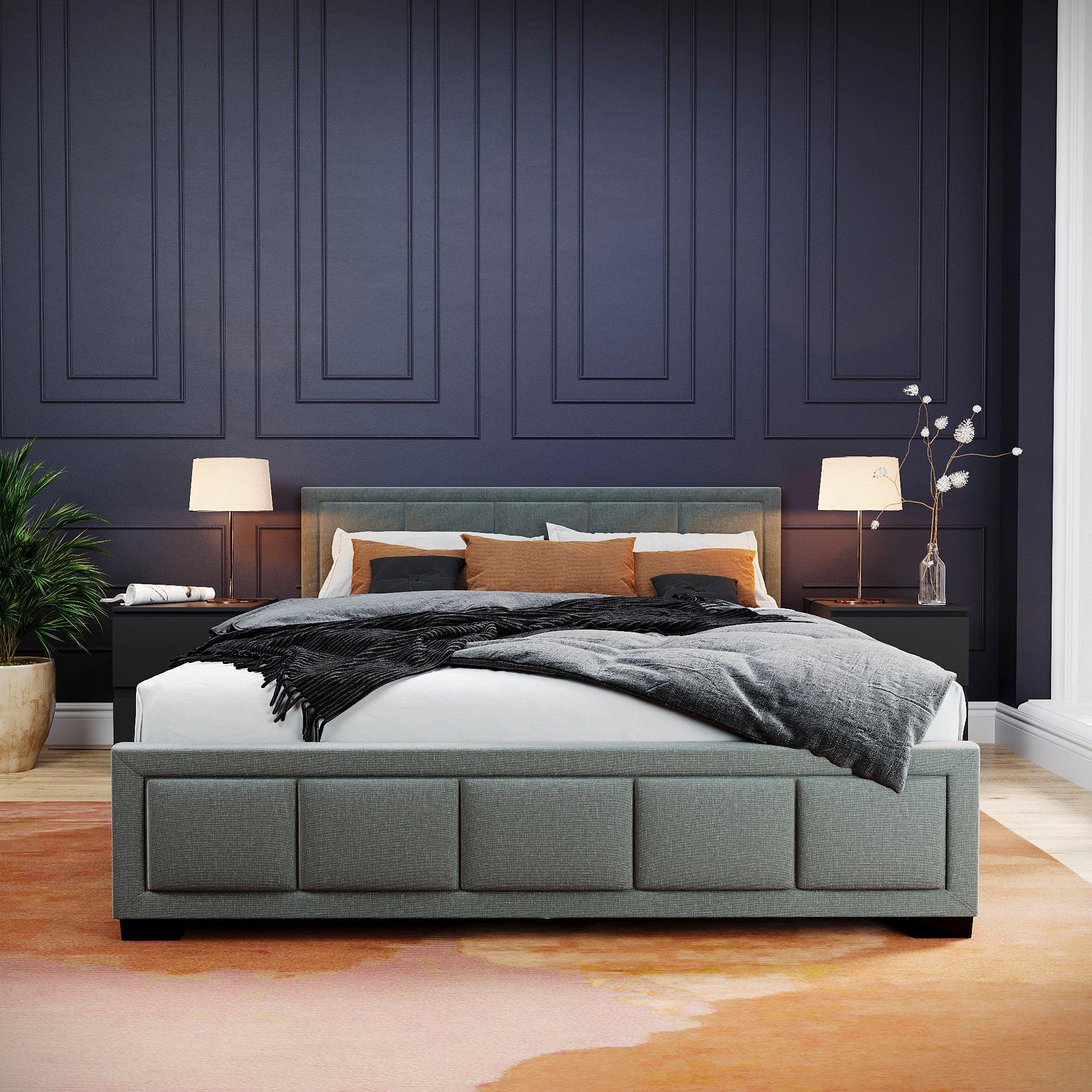 Light Grey - Lassic - Vida Designs Vanita King Size Fabric Bed UKFR - 5