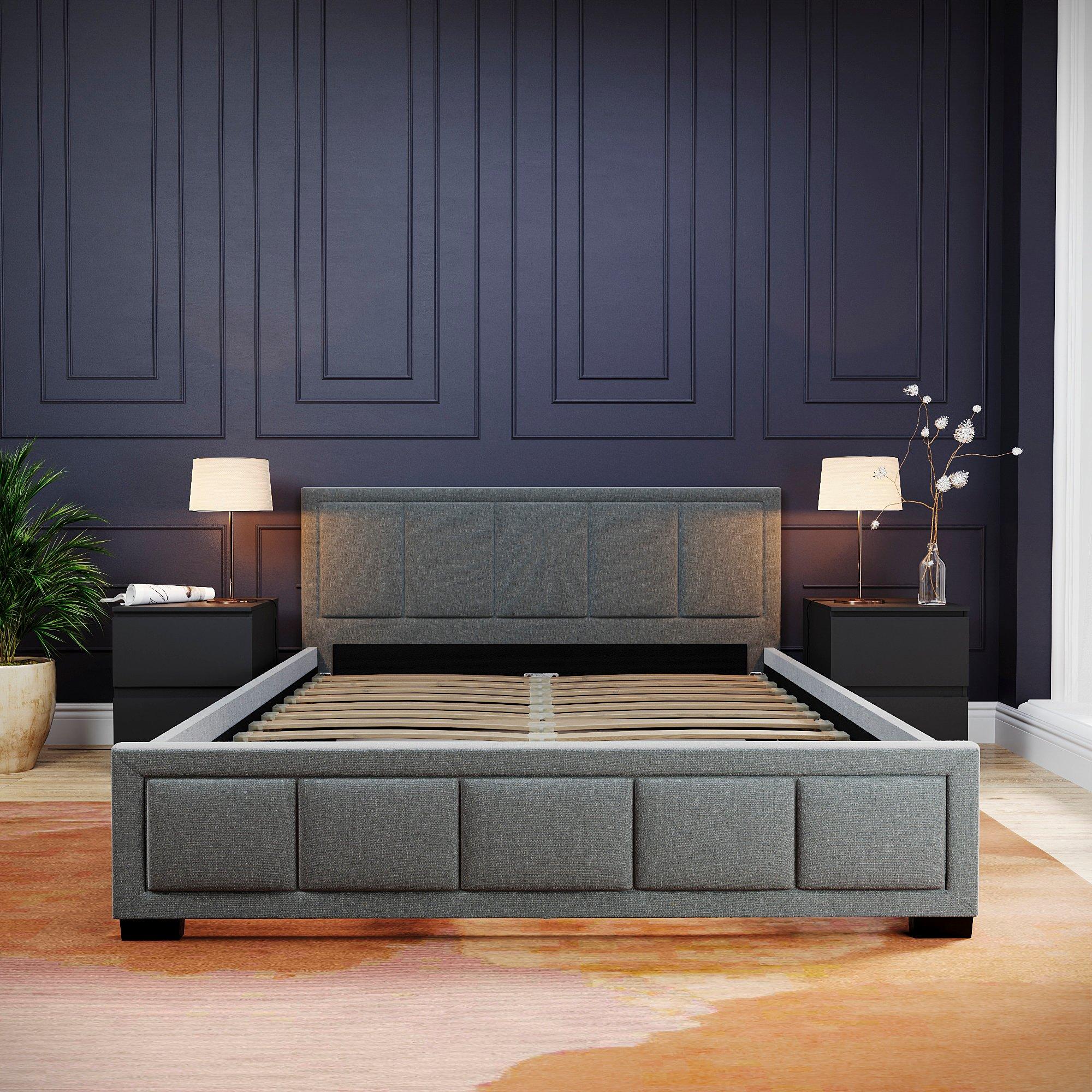 Light Grey - Lassic - Vida Designs Vanita King Size Fabric Bed UKFR - 6