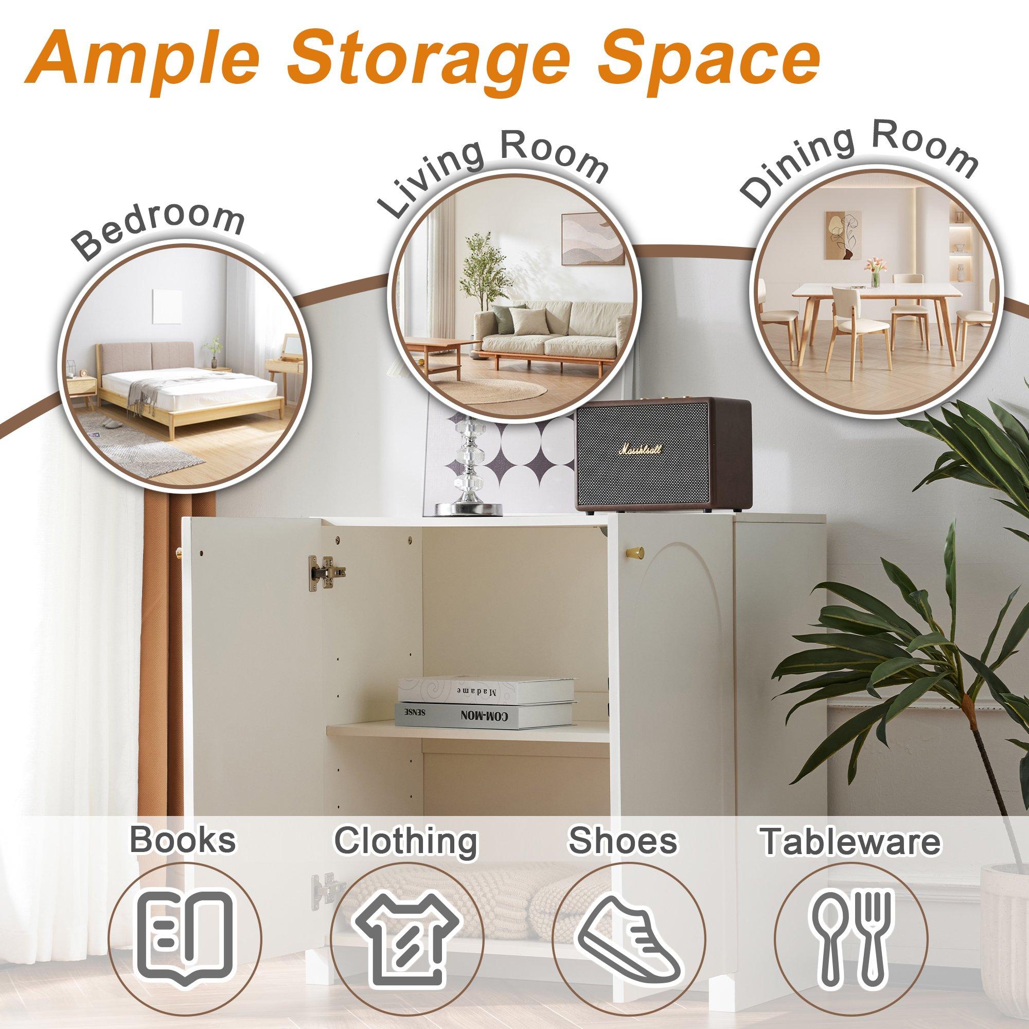 White - Urban Meuble - Freestanding Wooden Storage Cabinet - 7