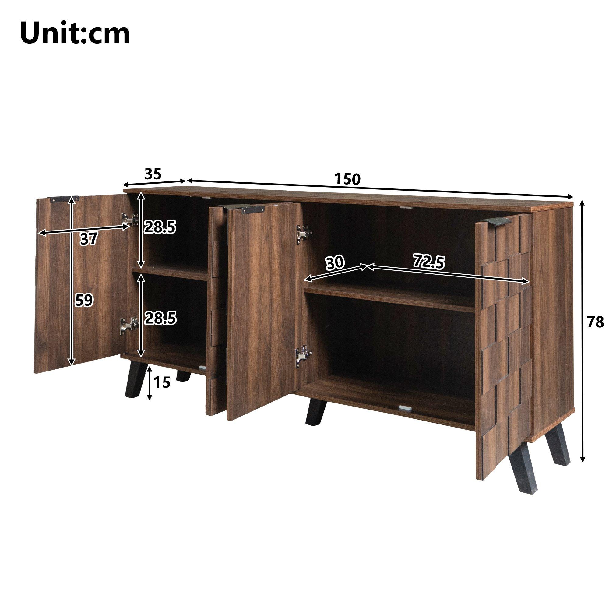Walnut - Urban Meuble - Vintage Geometric Textured Sideboard - 6