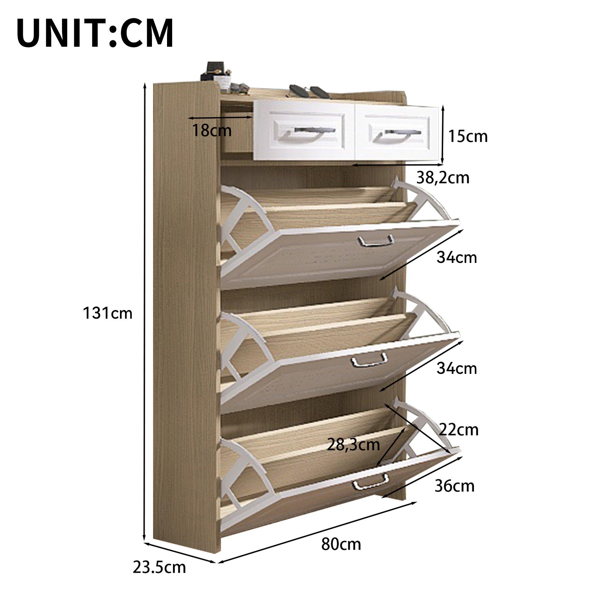 White - Urban Meuble - Narrow Shoe Storage Cabinet with Drawers - 6