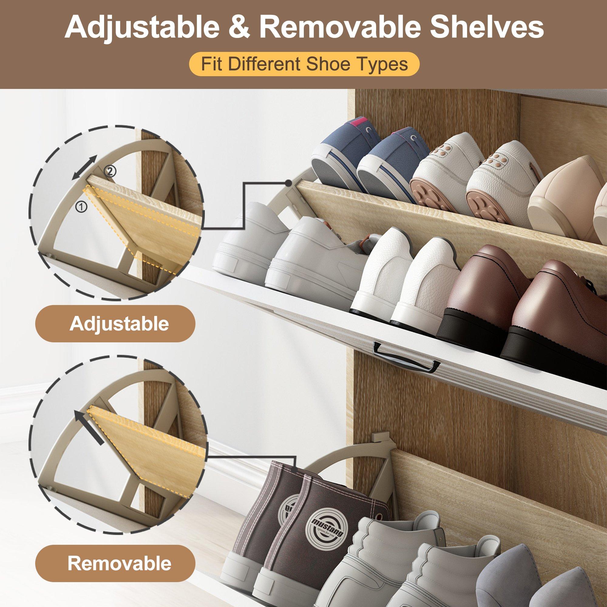 White - Urban Meuble - Narrow Shoe Storage Cabinet with Drawers - 7
