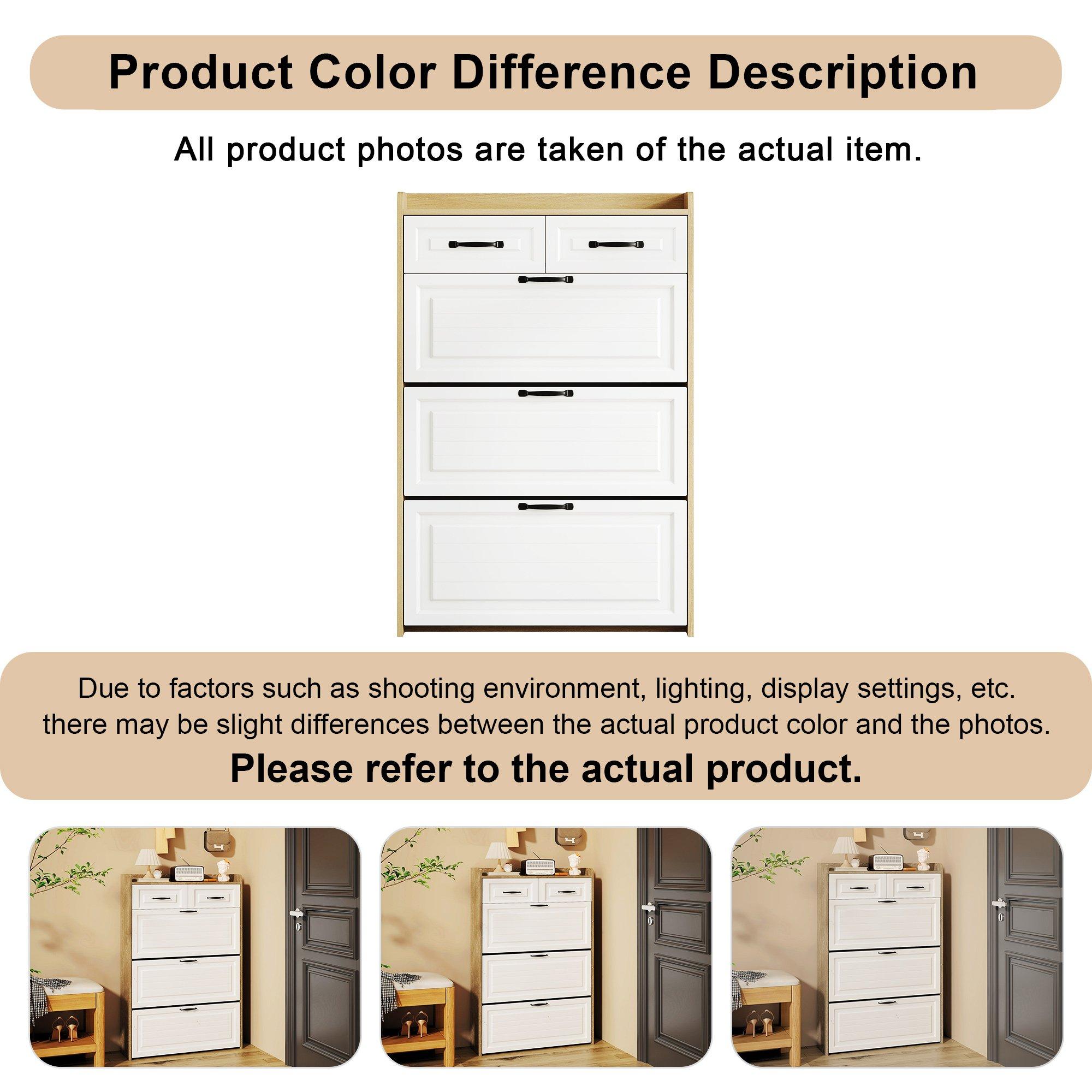 White - Urban Meuble - Narrow Shoe Storage Cabinet with Drawers - 9