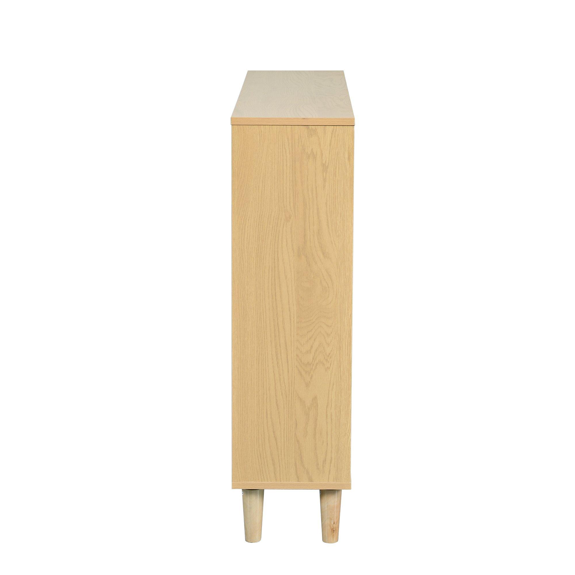 Oak - Urban Meuble - Farmhouse Rattan Shoe Storage Cabinet - 13