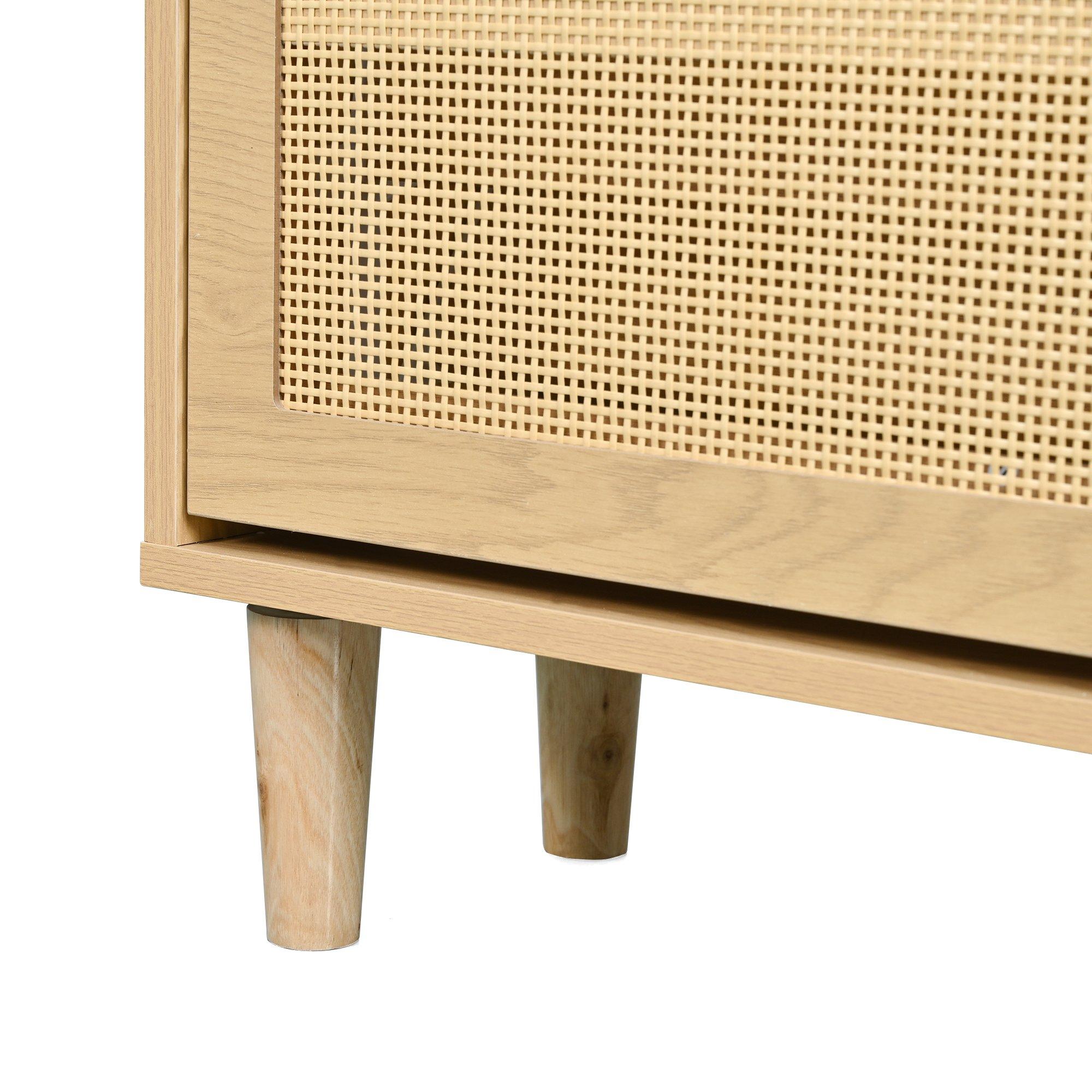 Oak - Urban Meuble - Farmhouse Rattan Shoe Storage Cabinet - 16
