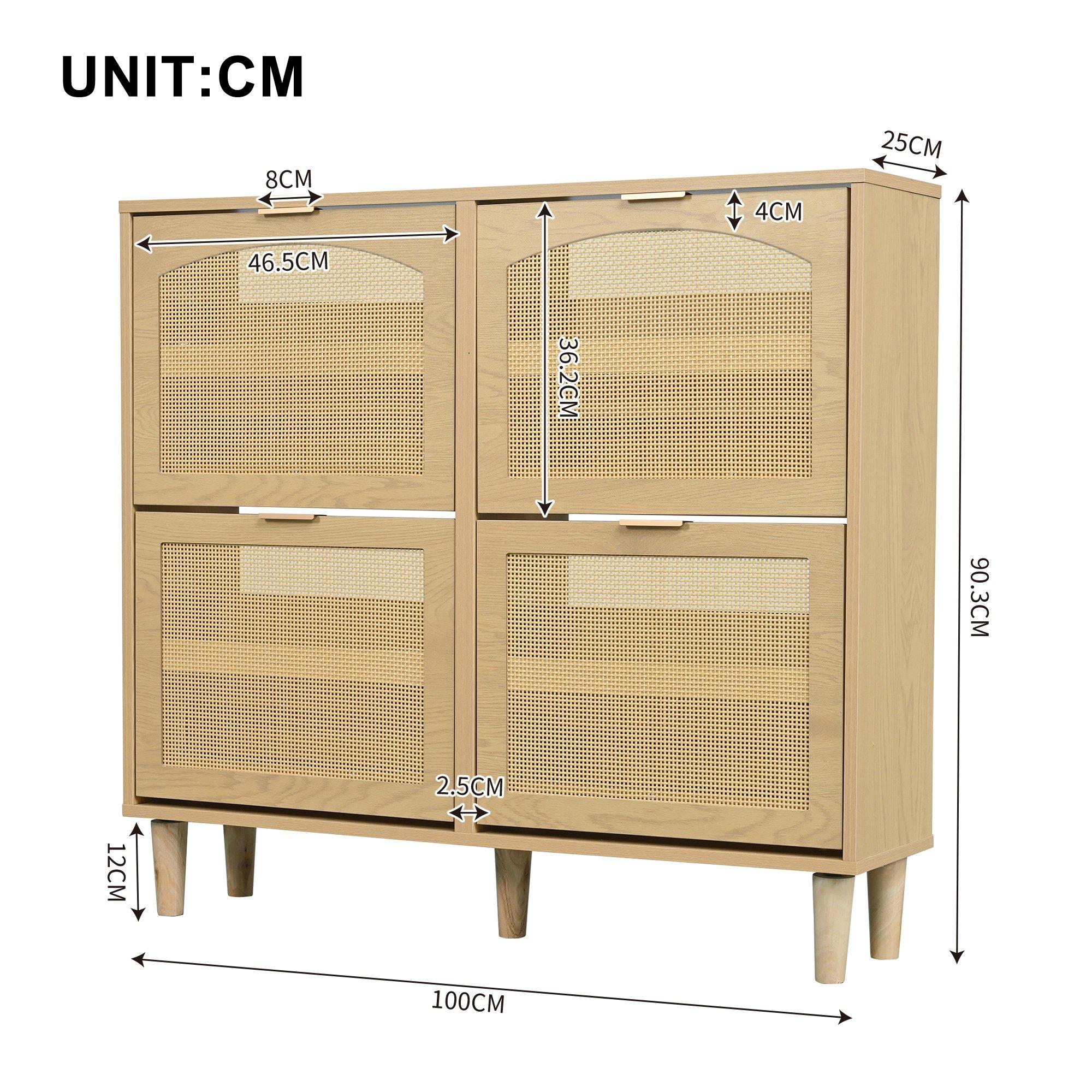 Oak - Urban Meuble - Farmhouse Rattan Shoe Storage Cabinet - 6