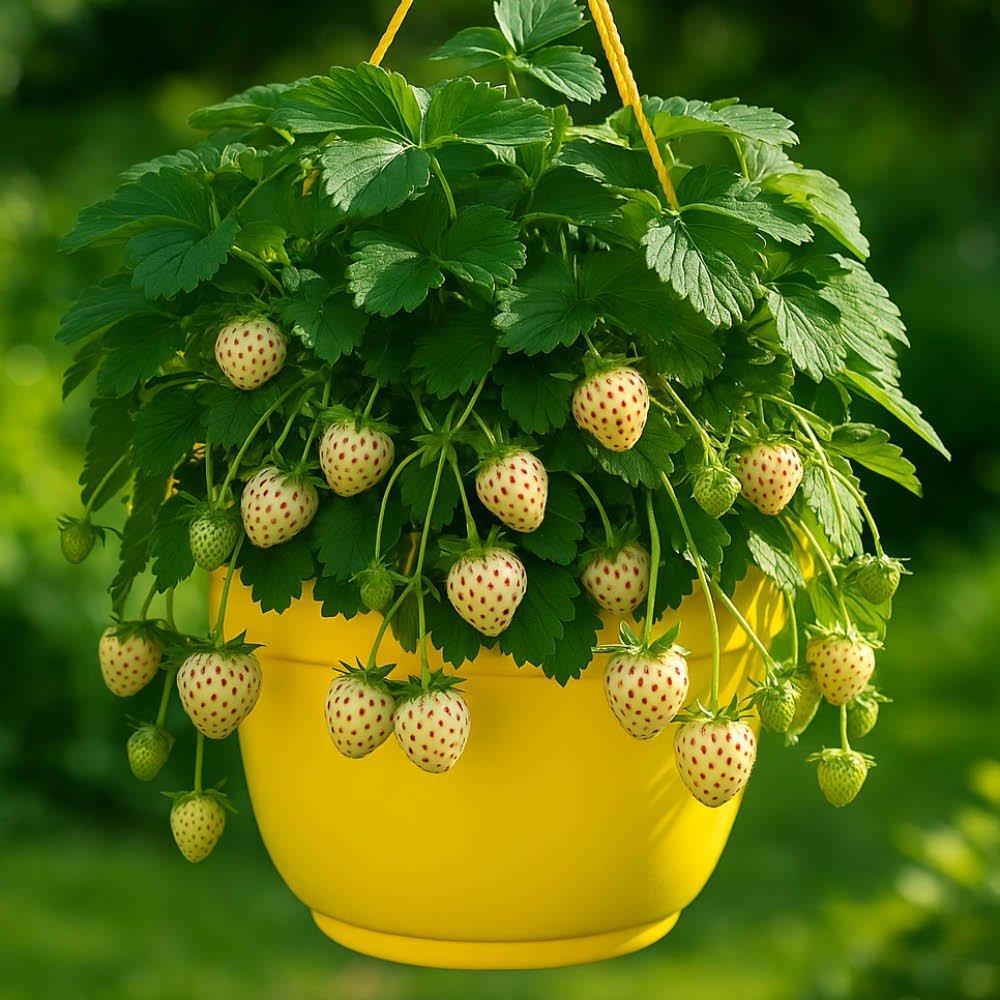 Multi - YouGarden - Pair of Pre-planted Pineberry Hanging Baskets - 1