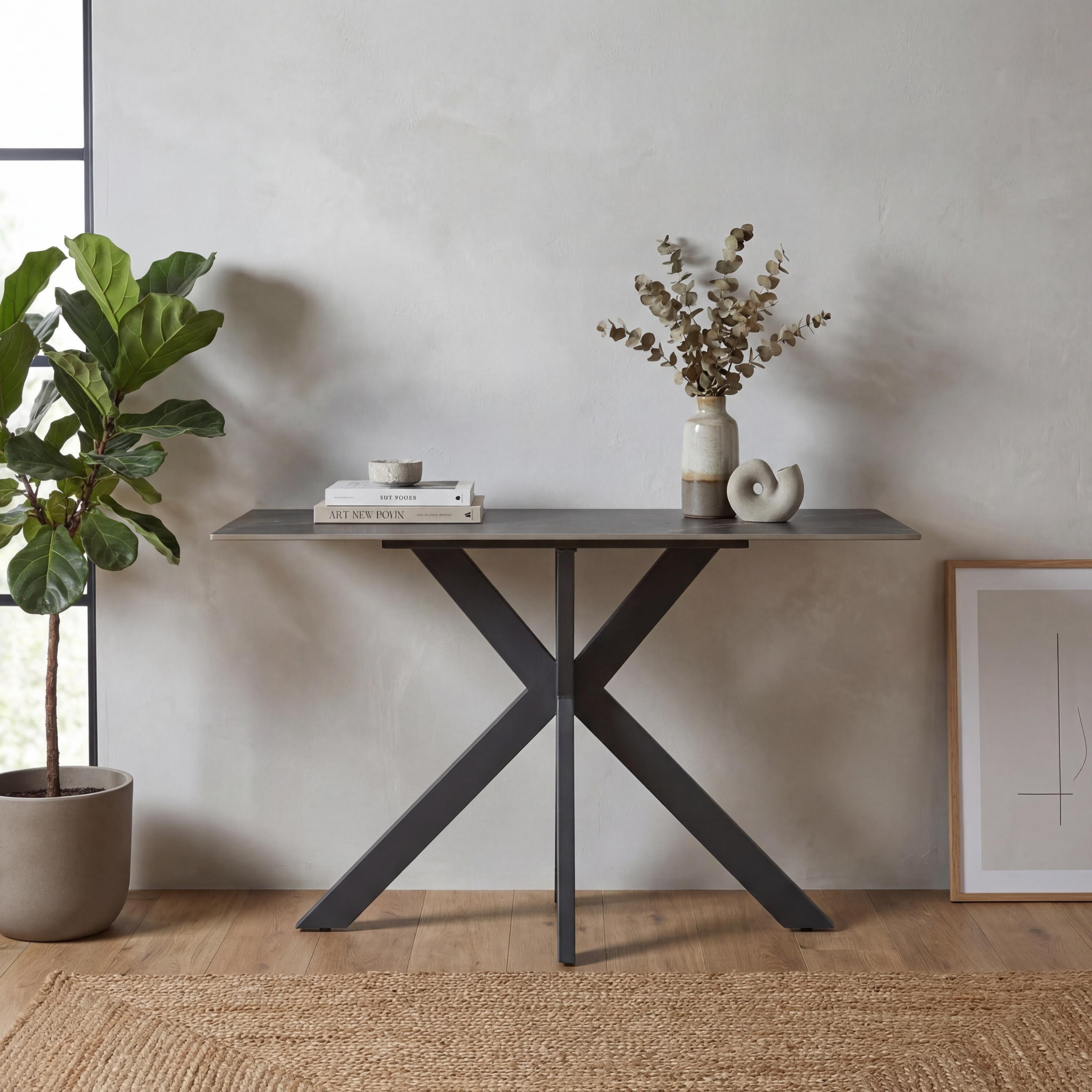 Shankar  Toronto Ceramic Console Table - Grey - 45x76x120