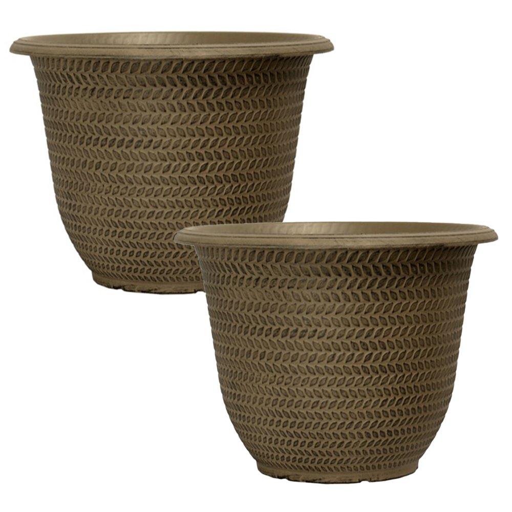 Yougarden  Brown Pair Of Parker Planters (12) - Shaded Taupe - 30cm Diame