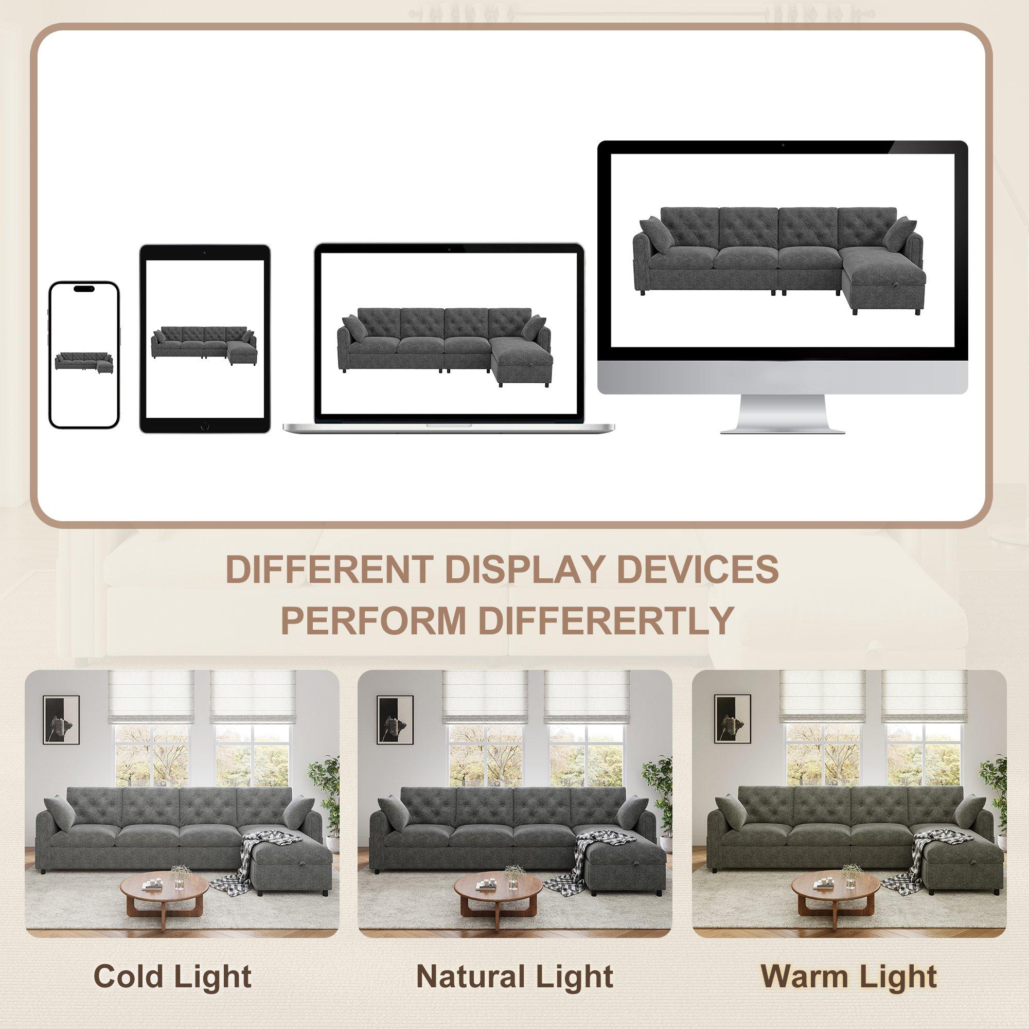 Grey - Urban Meuble - Modern Velvet Sofa with Storage Chaise - 13
