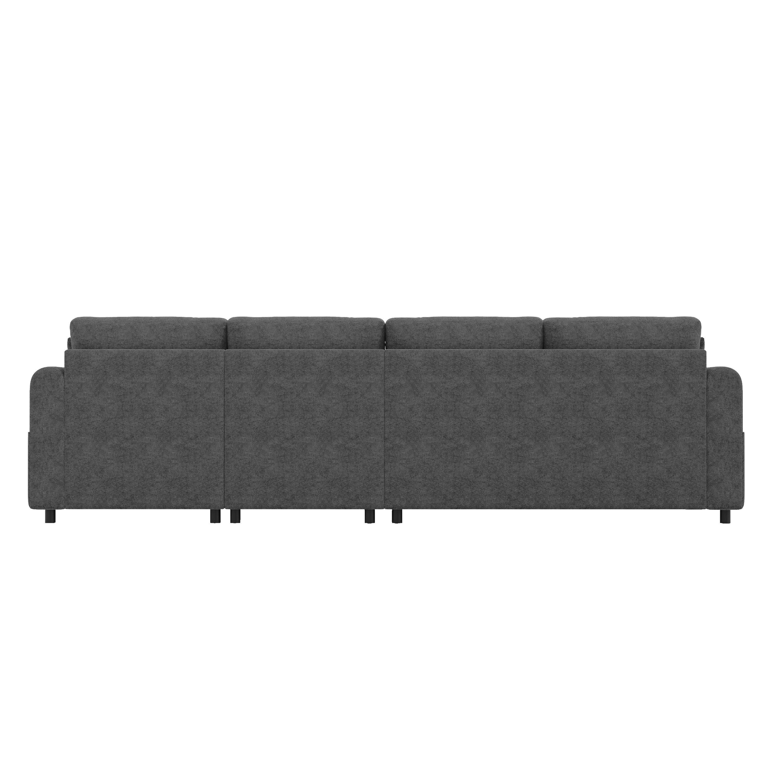 Grey - Urban Meuble - Modern Velvet Sofa with Storage Chaise - 10