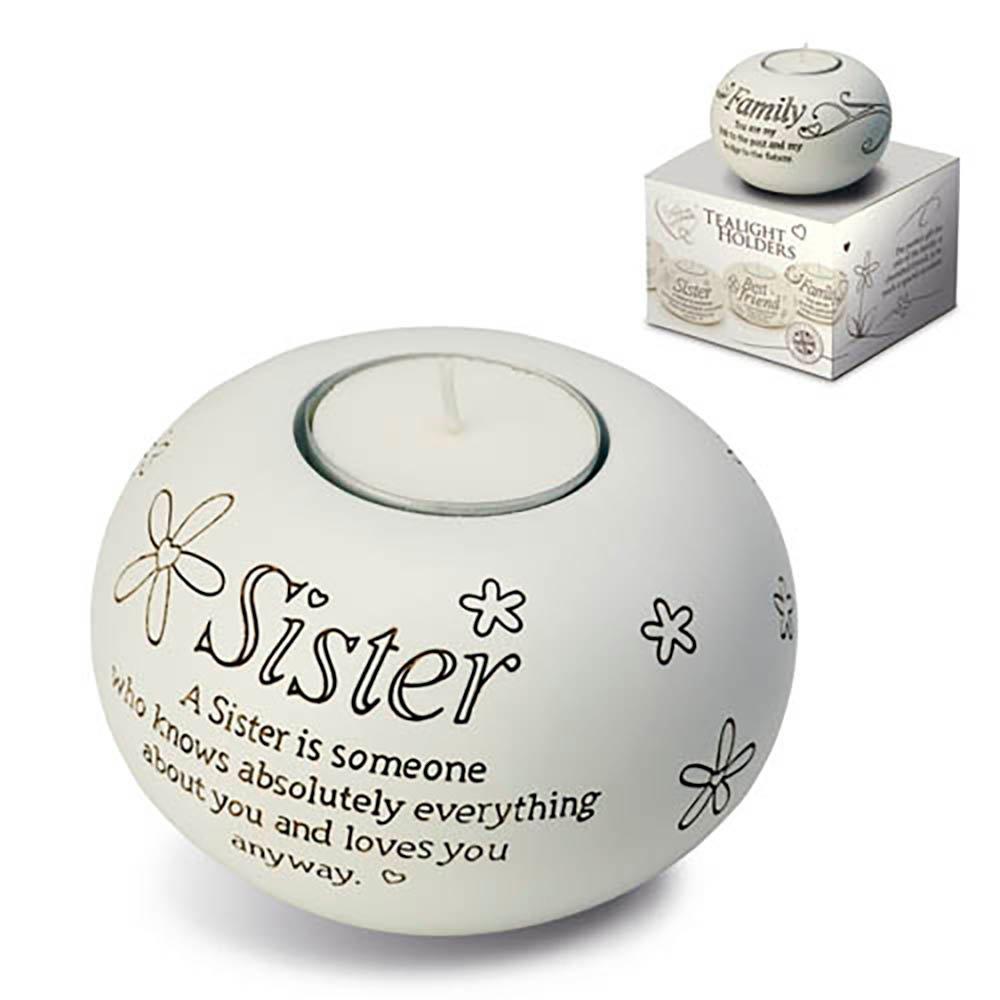 White - Said With Sentiment - 7306 - Sister Tea Light Holder