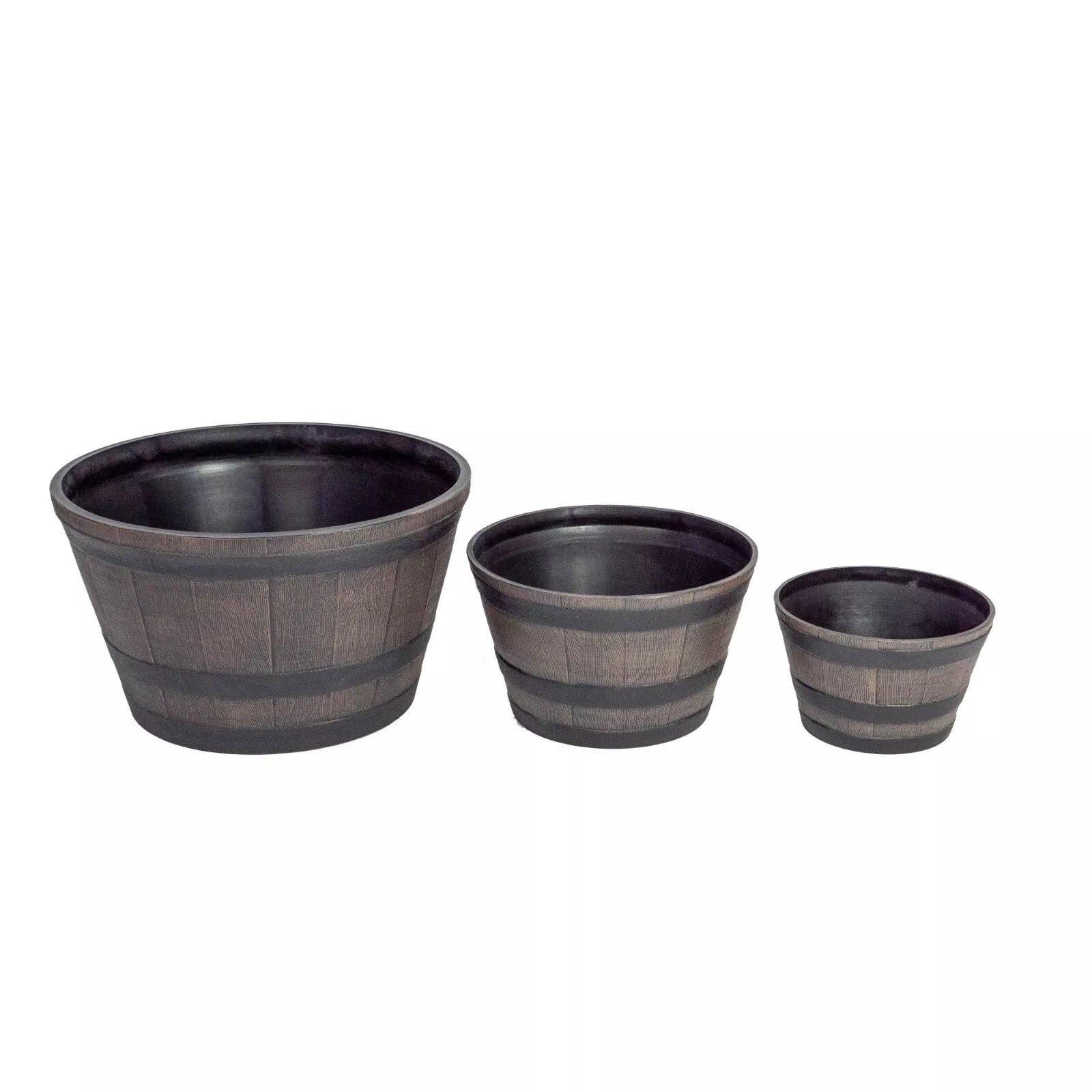 Brown - Garden Gear - Garden Gear Wooden Barrel Effect Planter - 1
