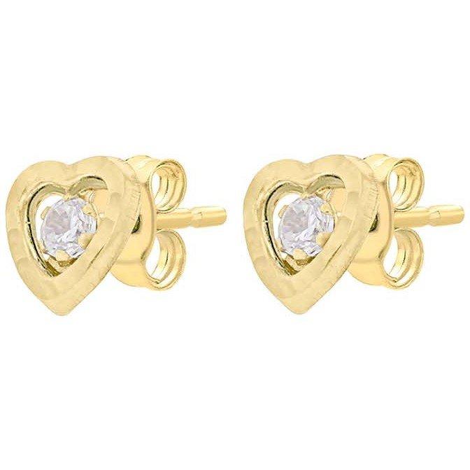 Yellow Gold - Be You - 9ct Yellow Gold CZ Diamond Cut Heart Studs - 2