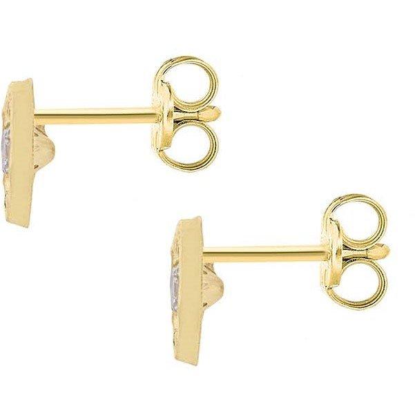 Yellow Gold - Be You - 9ct Yellow Gold CZ Diamond Cut Heart Studs - 3