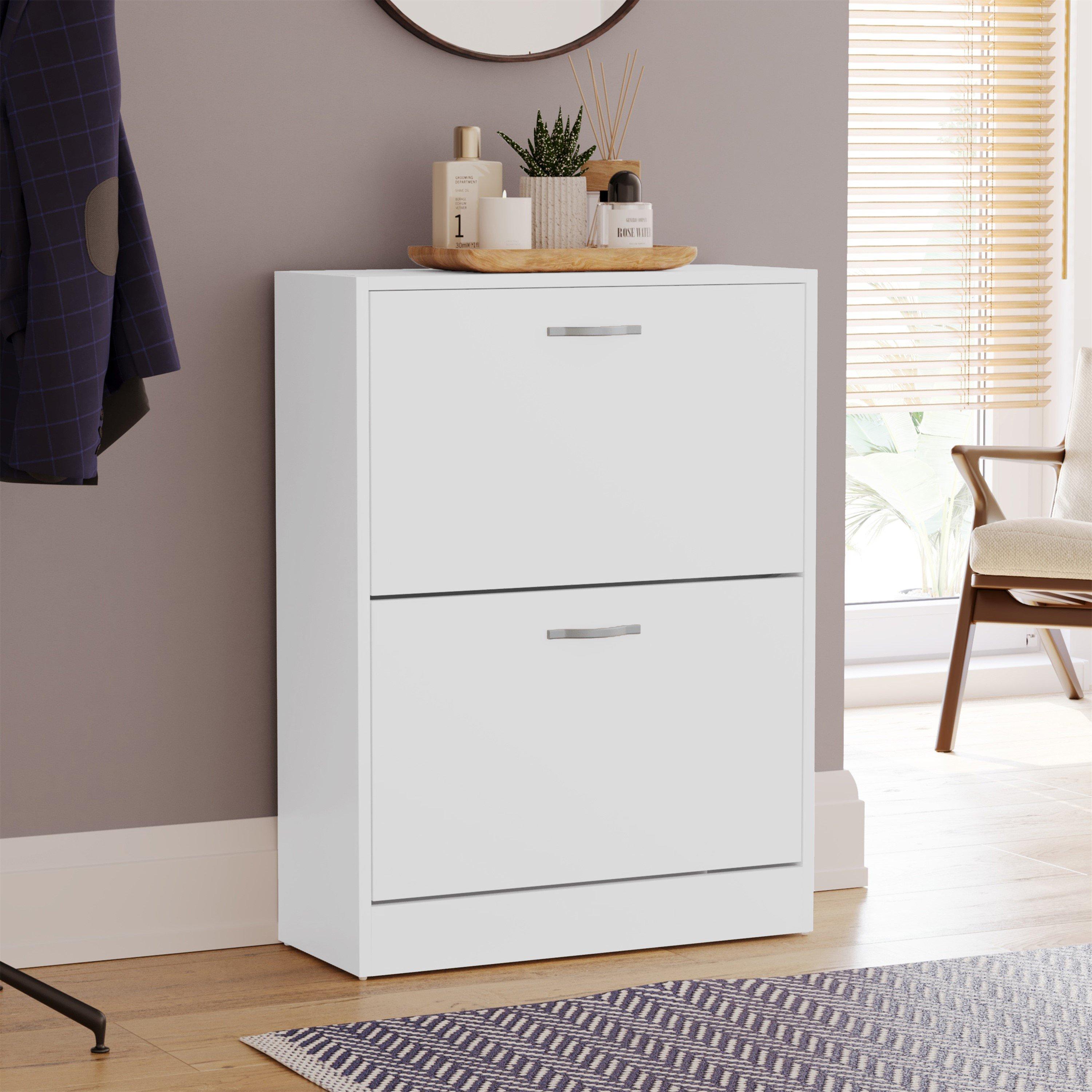 Lassic  Vida Designs 2 Drawer Shoe Cabinet - White - 2 Drawer