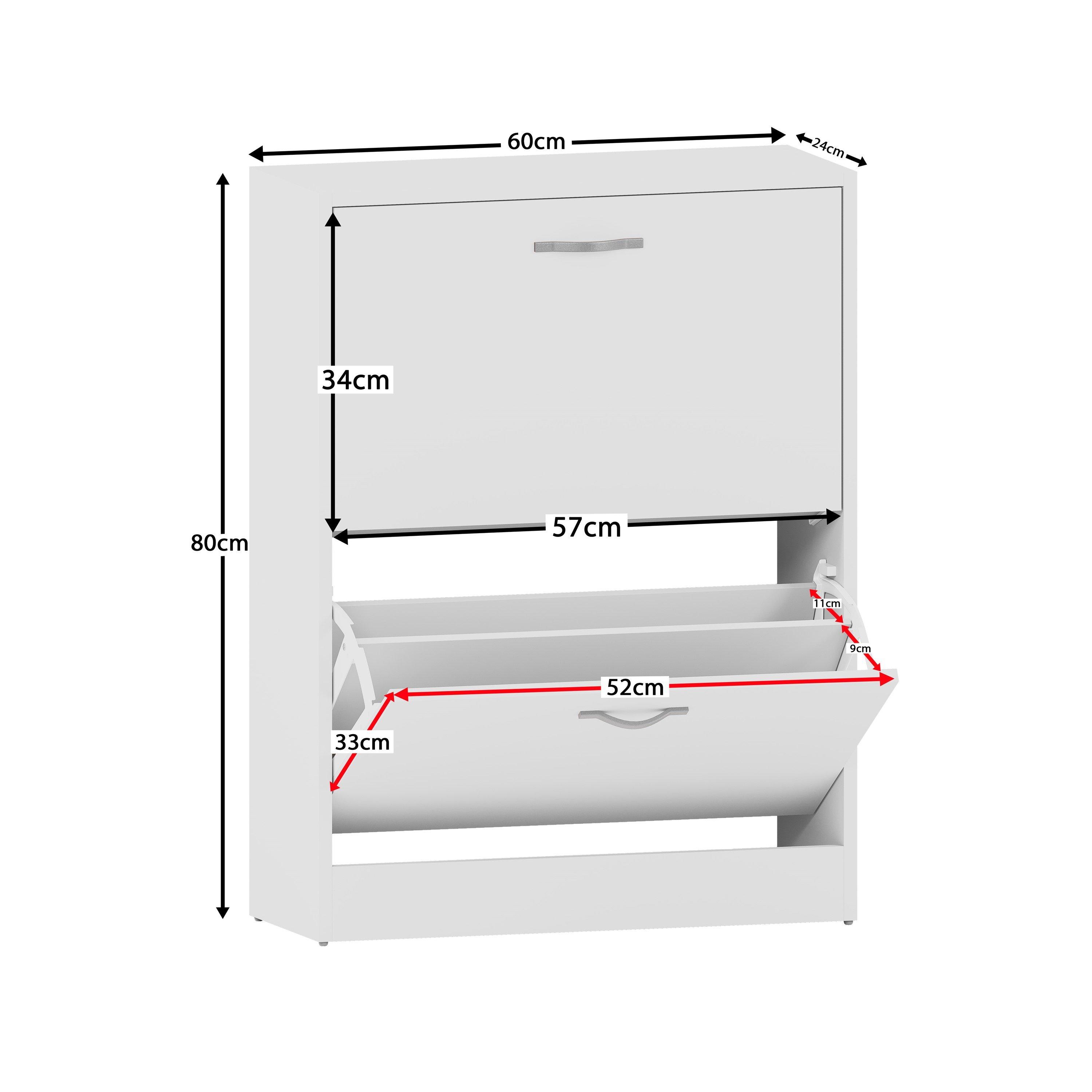 White - Lassic - Vida Designs 2 Drawer Shoe Cabinet - 2