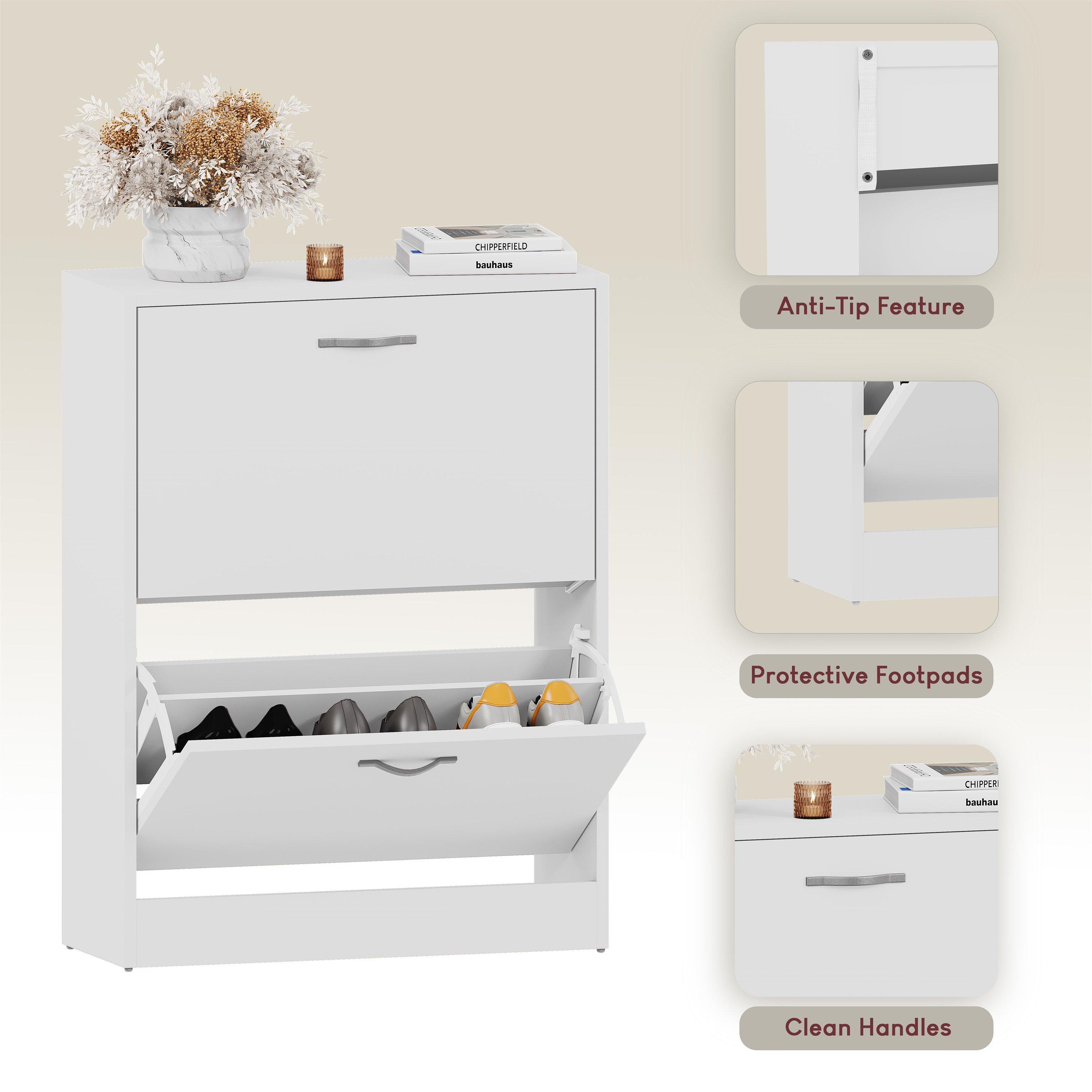 White - Lassic - Vida Designs 2 Drawer Shoe Cabinet - 6