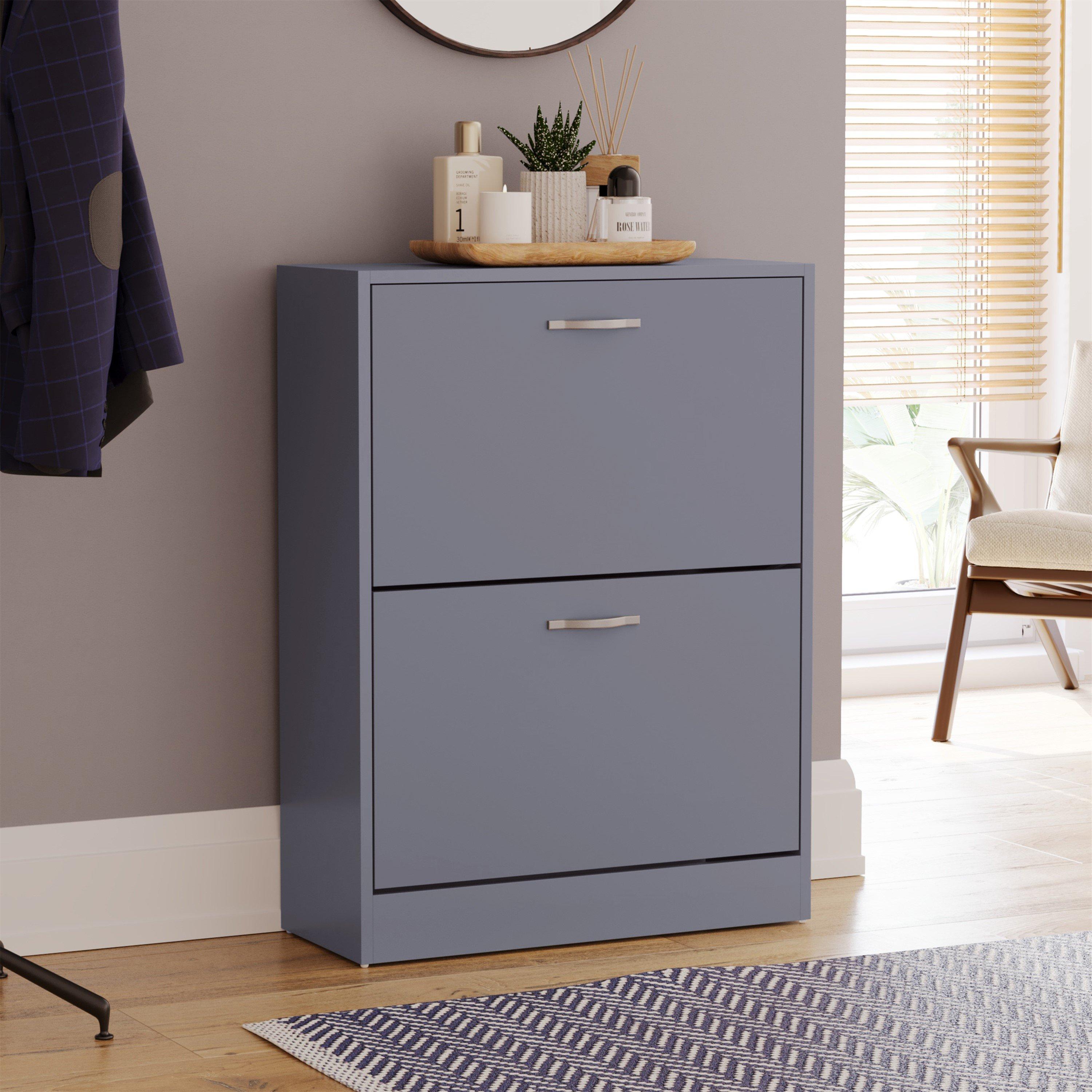 Lassic  Vida Designs 2 Drawer Shoe Cabinet - Grey - 2 Drawer