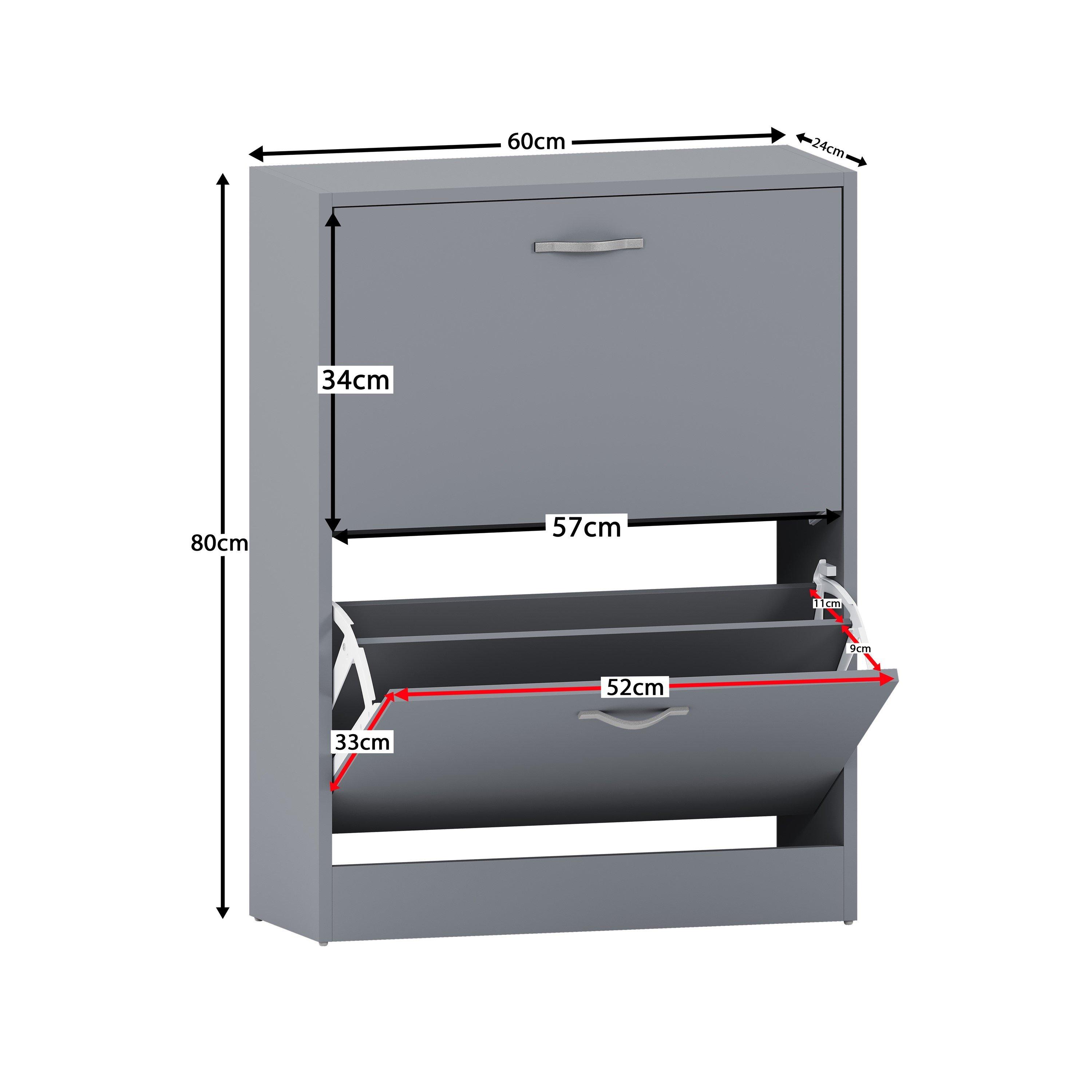 Grey - Lassic - Vida Designs 2 Drawer Shoe Cabinet - 2