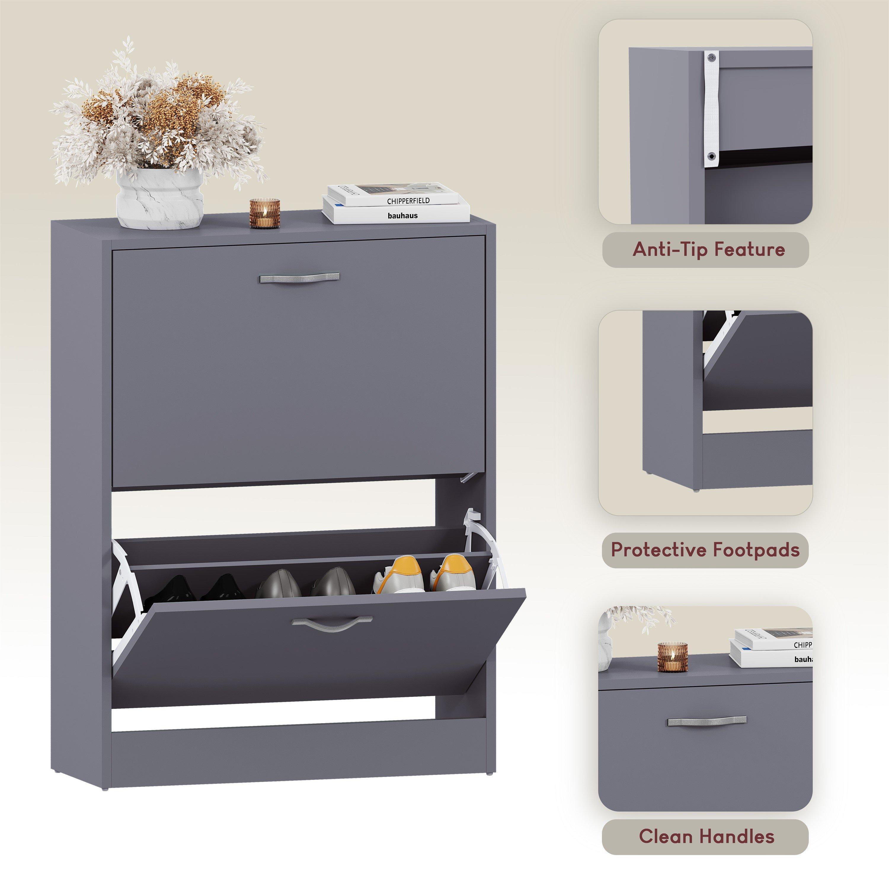 Grey - Lassic - Vida Designs 2 Drawer Shoe Cabinet - 6