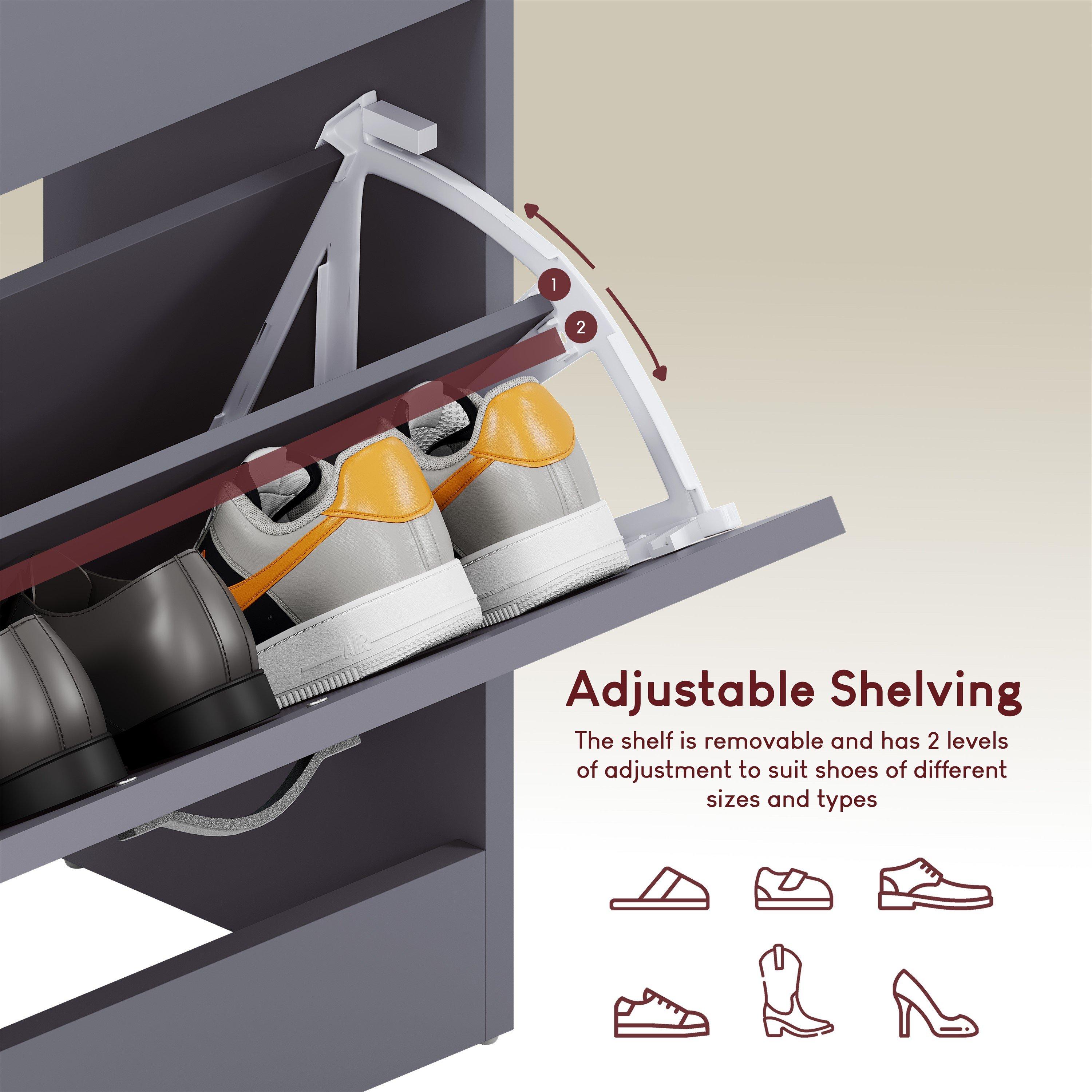 Grey - Lassic - Vida Designs 2 Drawer Shoe Cabinet - 8