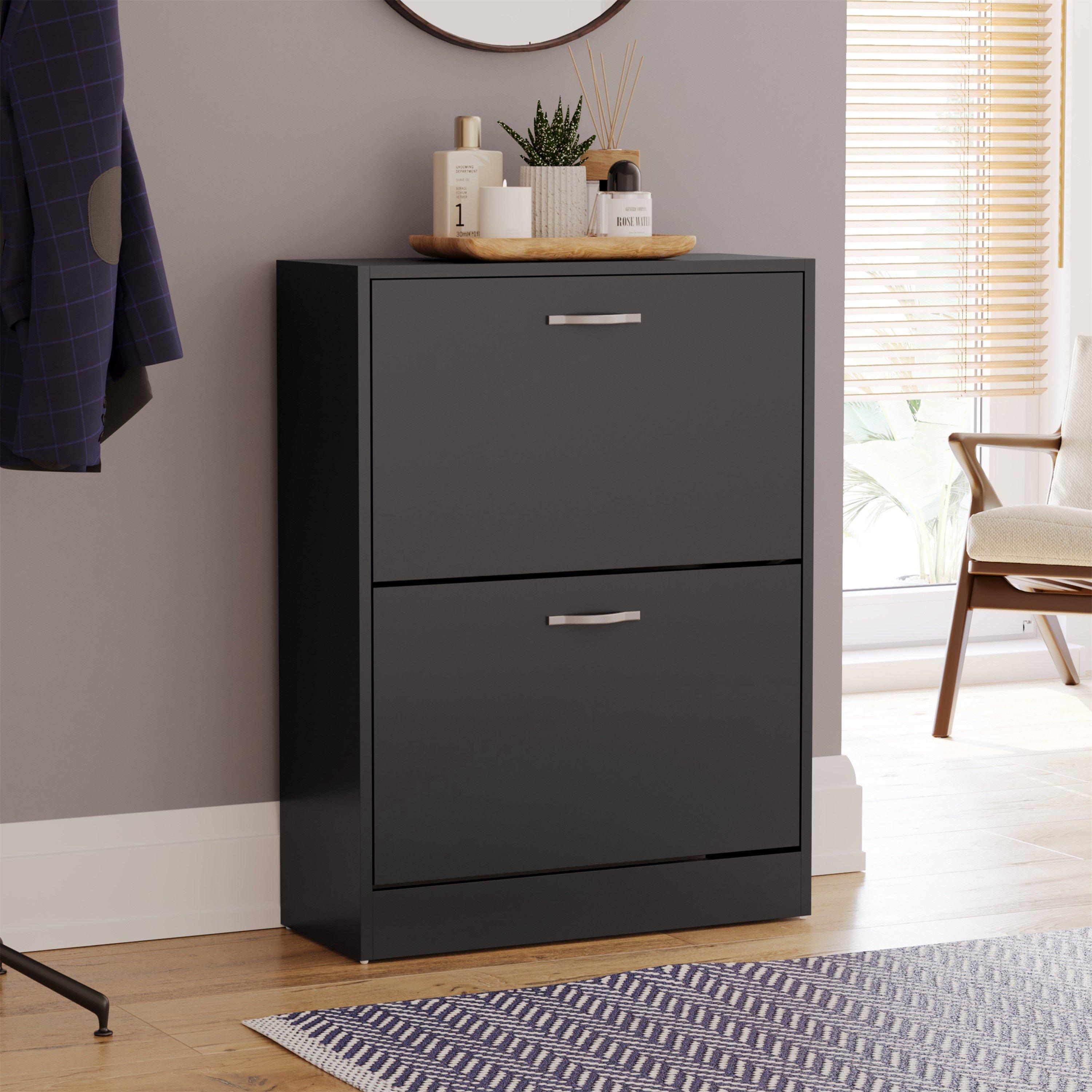 Lassic  Vida Designs 2 Drawer Shoe Cabinet - Black - 2 Drawer