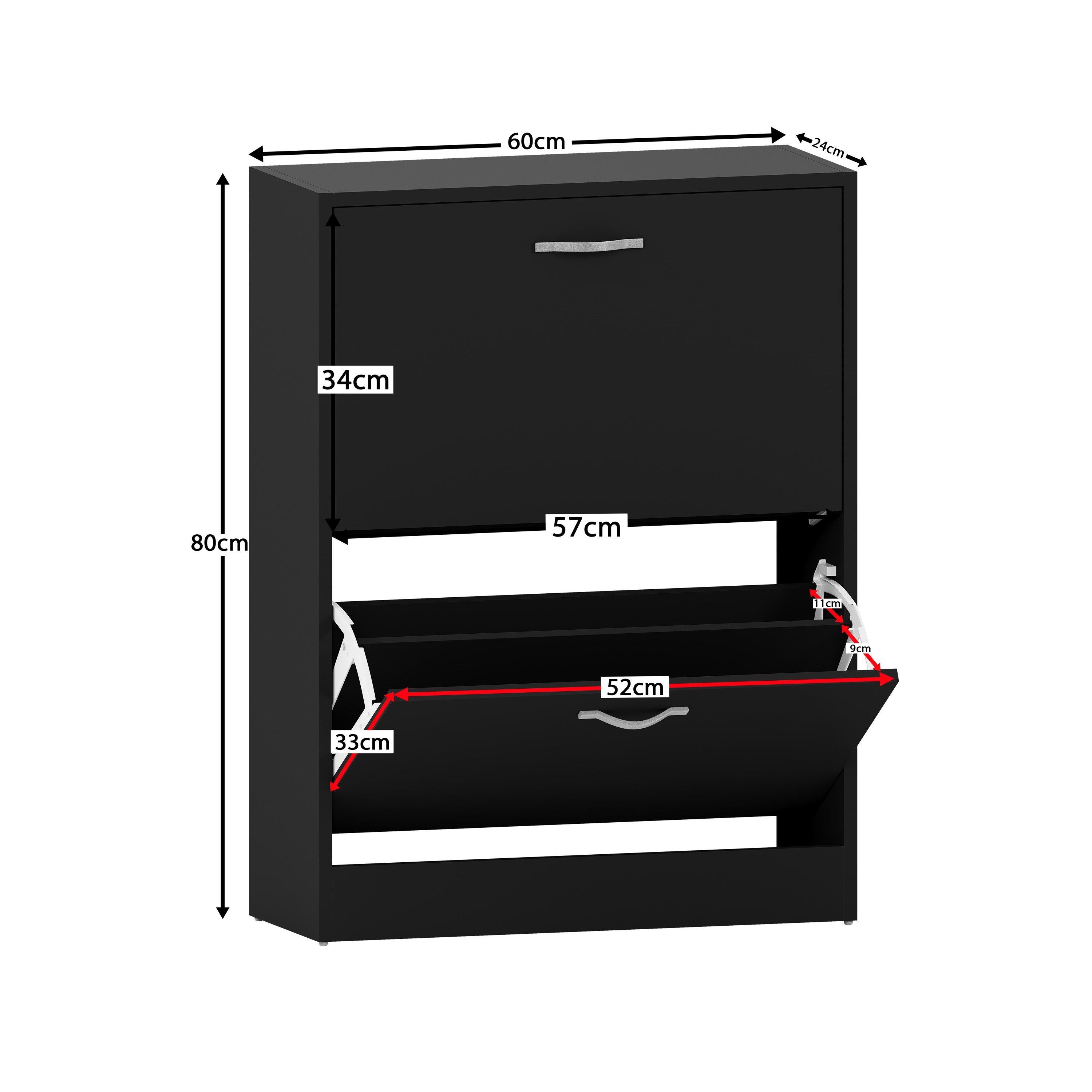 Black - Lassic - Vida Designs 2 Drawer Shoe Cabinet - 2