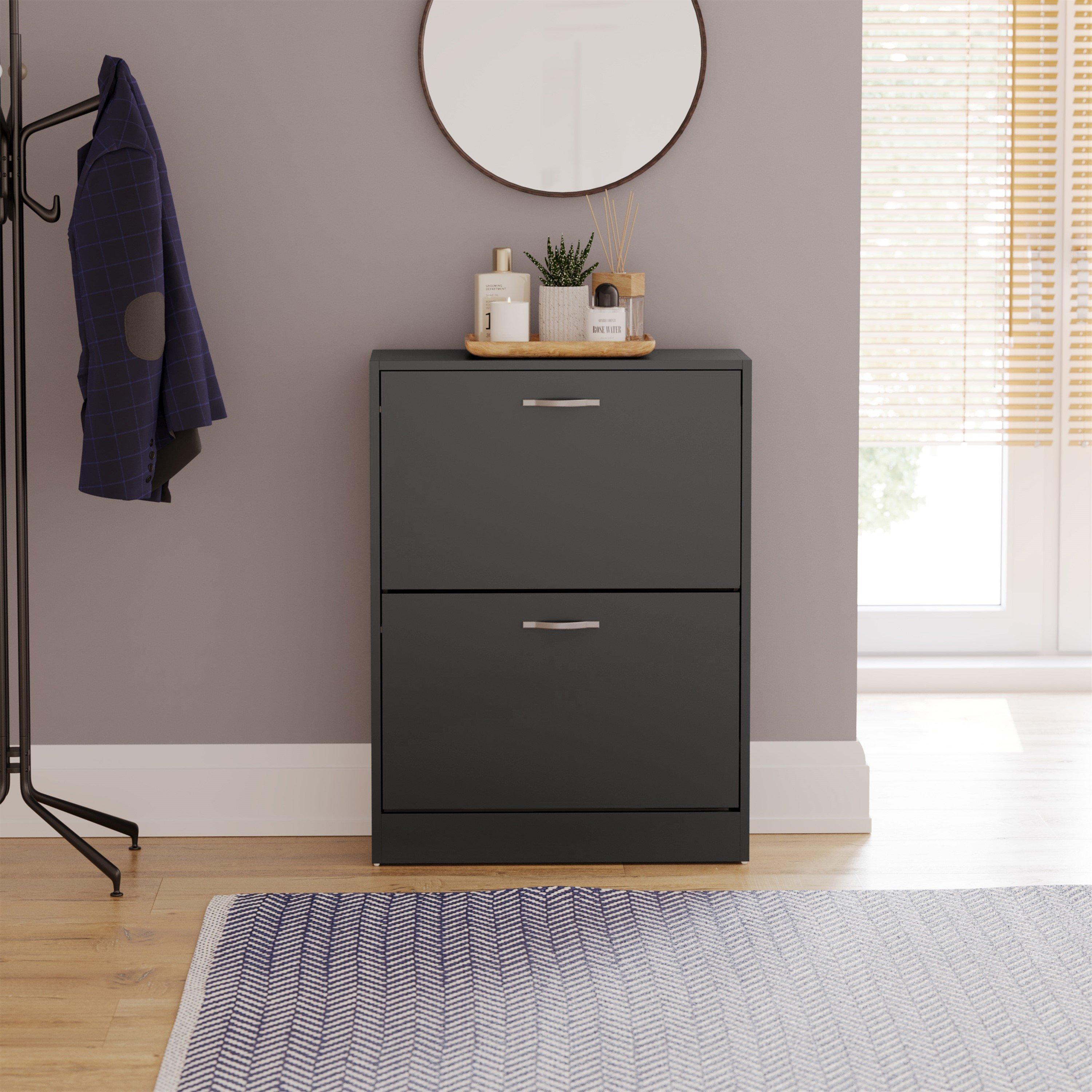 Black - Lassic - Vida Designs 2 Drawer Shoe Cabinet - 3