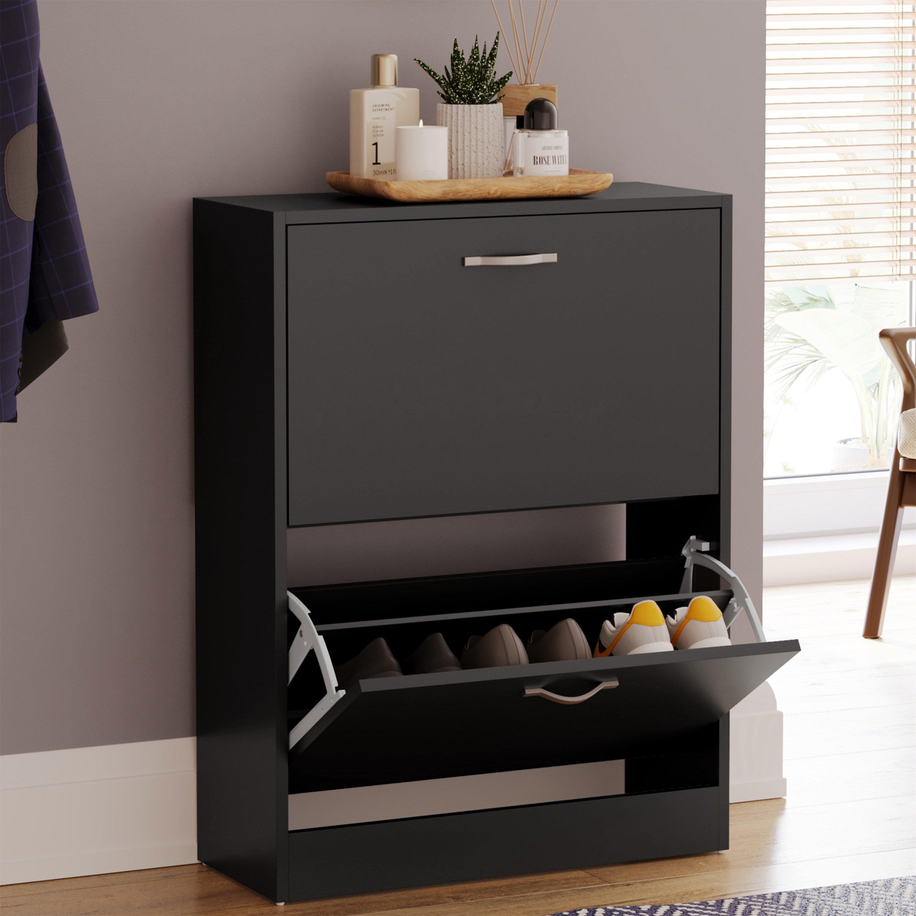 Black - Lassic - Vida Designs 2 Drawer Shoe Cabinet - 4
