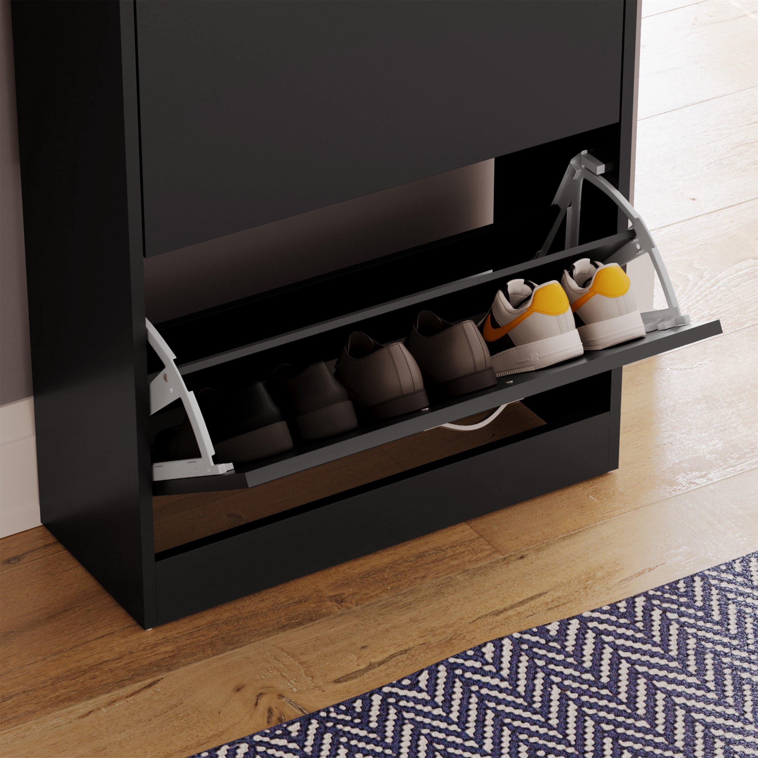 Black - Lassic - Vida Designs 2 Drawer Shoe Cabinet - 5